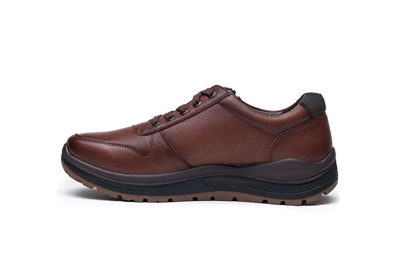 G-Comfort Men's Wide Cognac Leather Shoes - Water Repellent, Laced [Result]