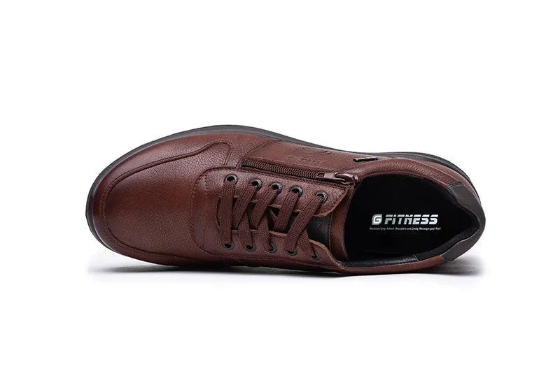 G-Comfort Men's Wide Cognac Leather Shoes - Water Repellent, Laced [Result]