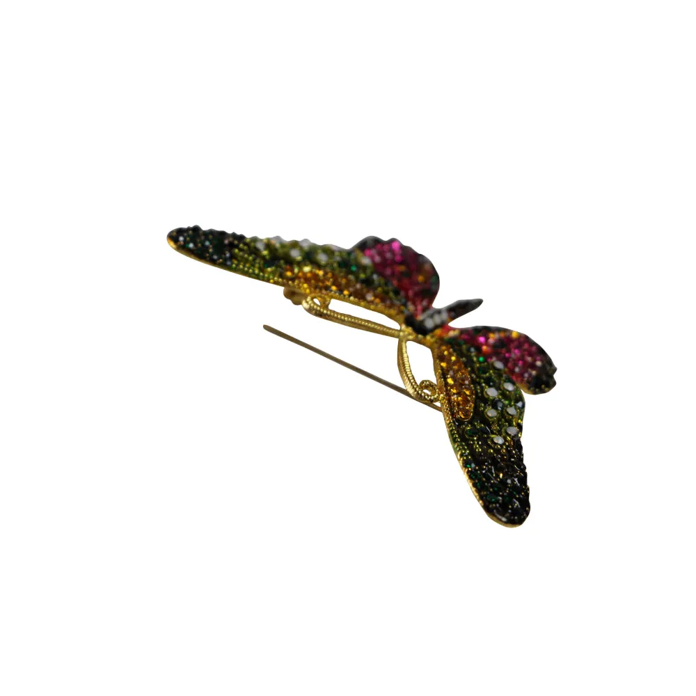 Green Pink Butterfly Floral Lapel Pin for Blazer or Shirt