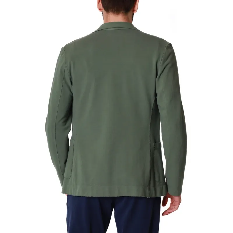 Green, Stretch Jersey Single-breasted Blazer