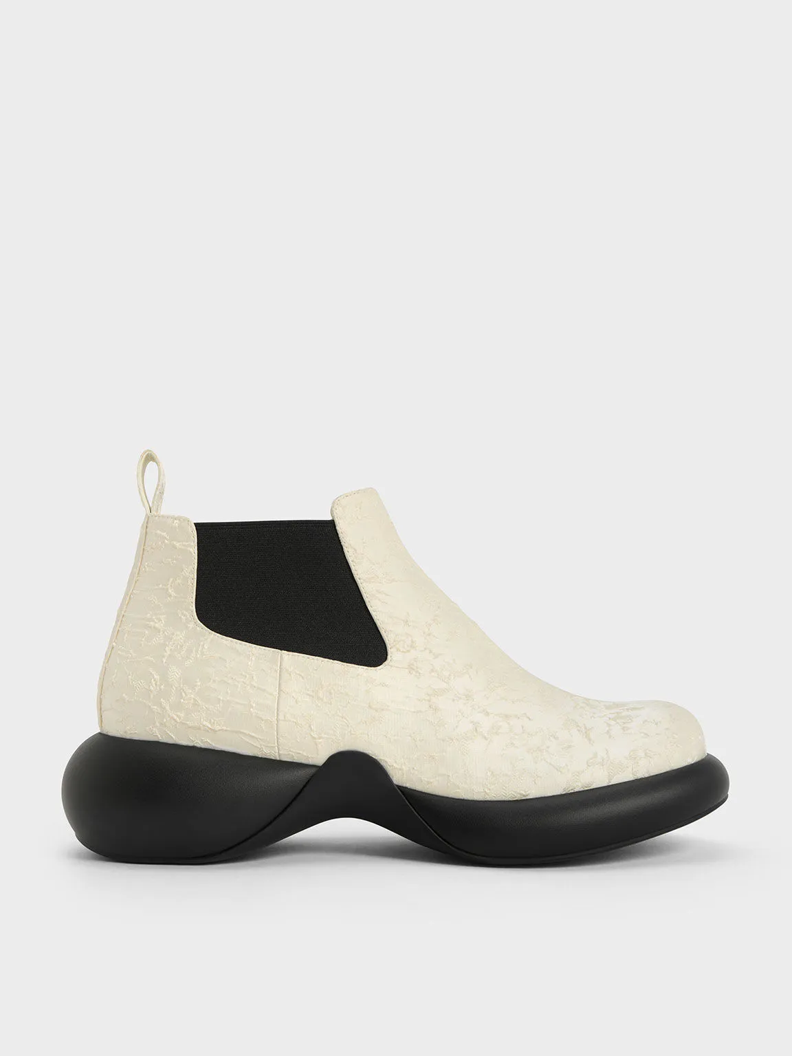 Hallie Textured Ankle Boots - White