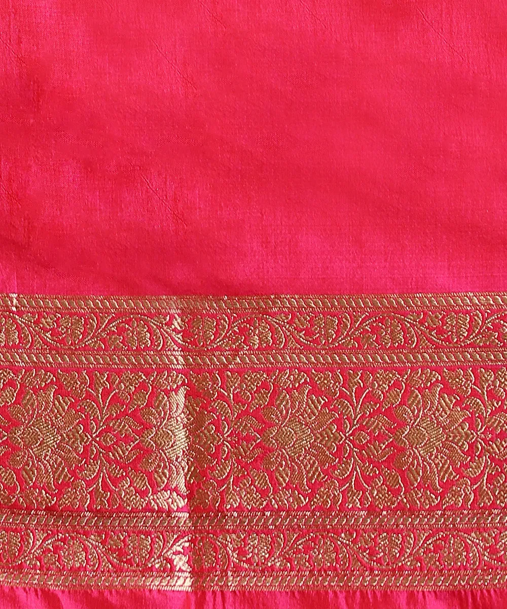 Handloom Pink Pure Katan Silk Jangla Banarasi Saree With Cutwork Booti