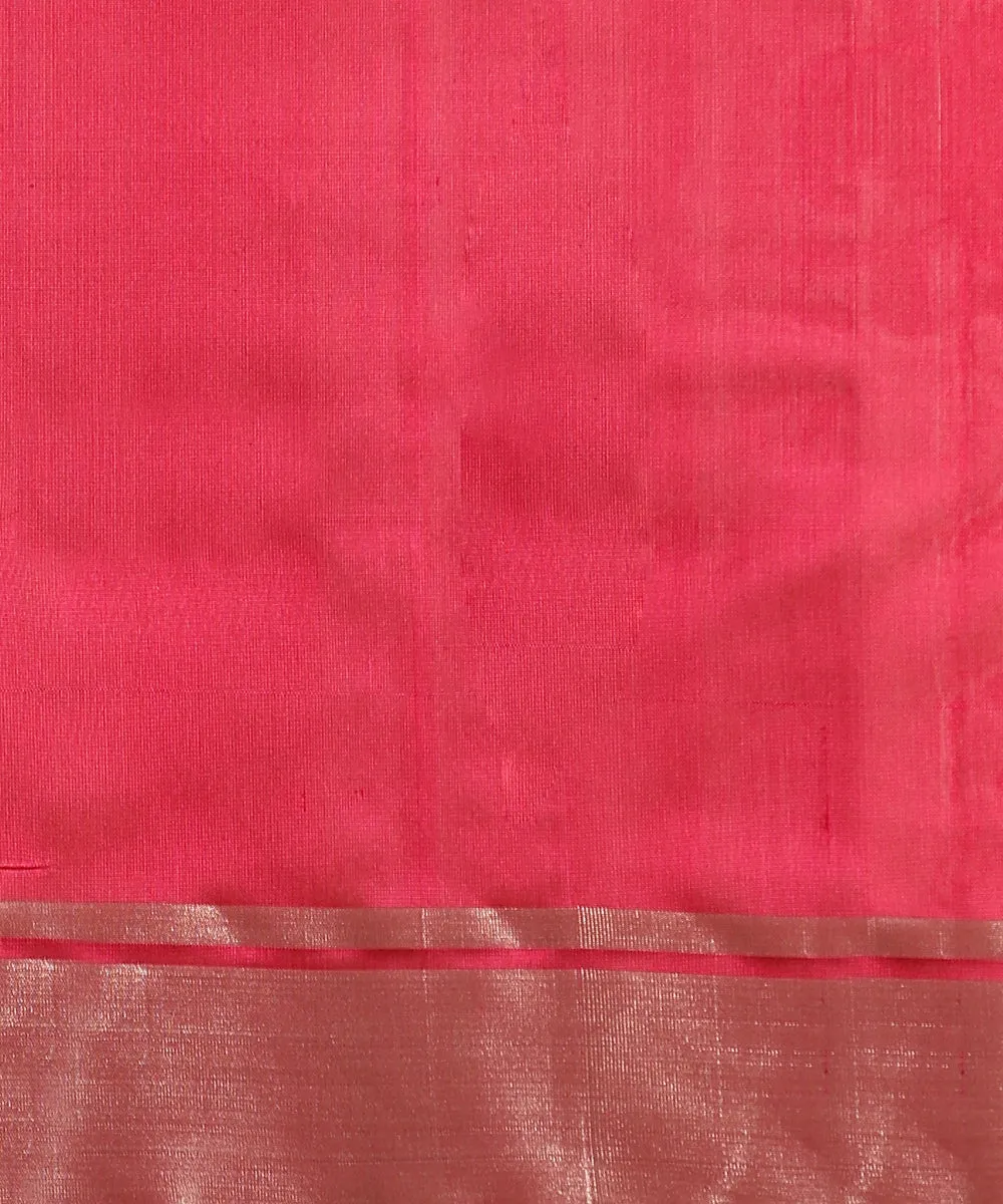 Handloom Pink Pure Silk Chanderi Saree With Birds On The Crescent Moon