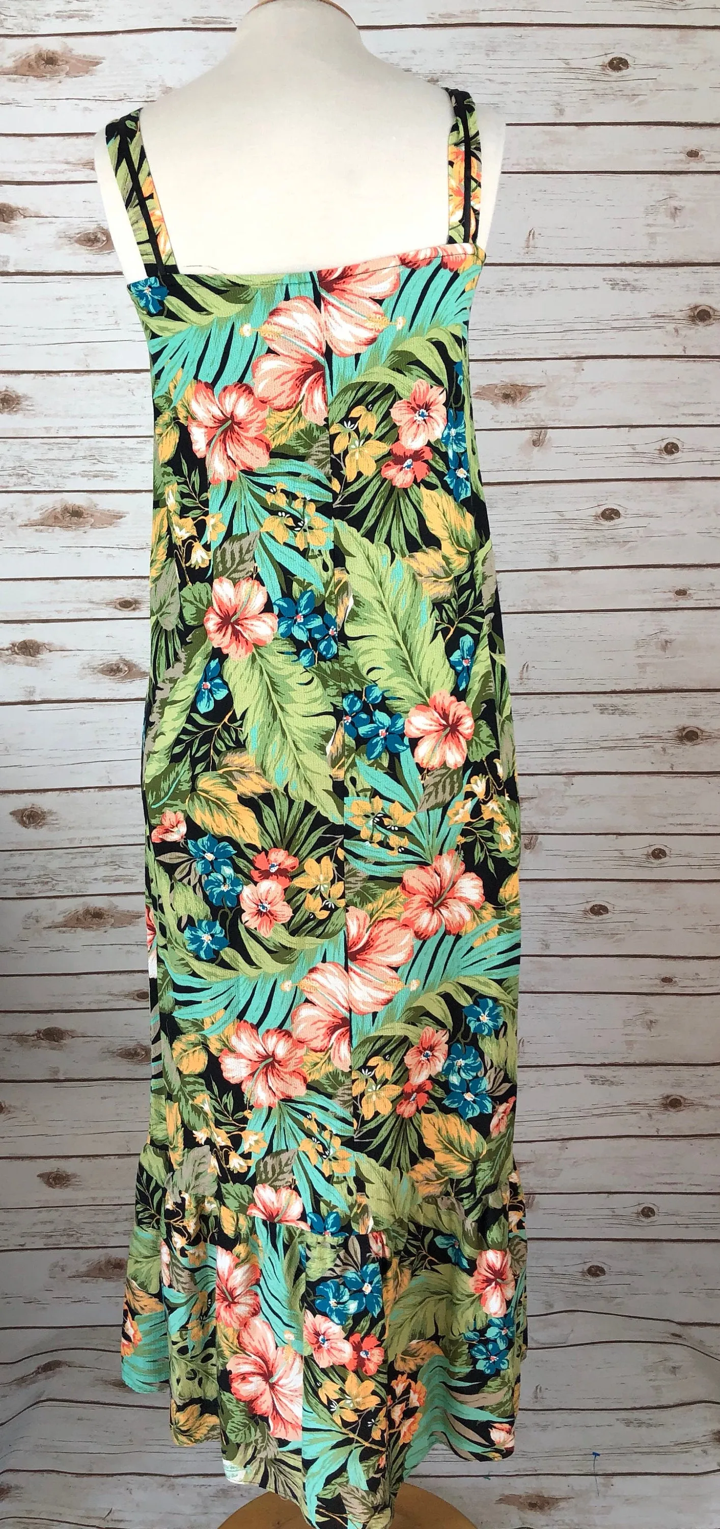 Hawaiian Print Vintage Dress Maxi Floral Hawaii Mermaid Style Boho