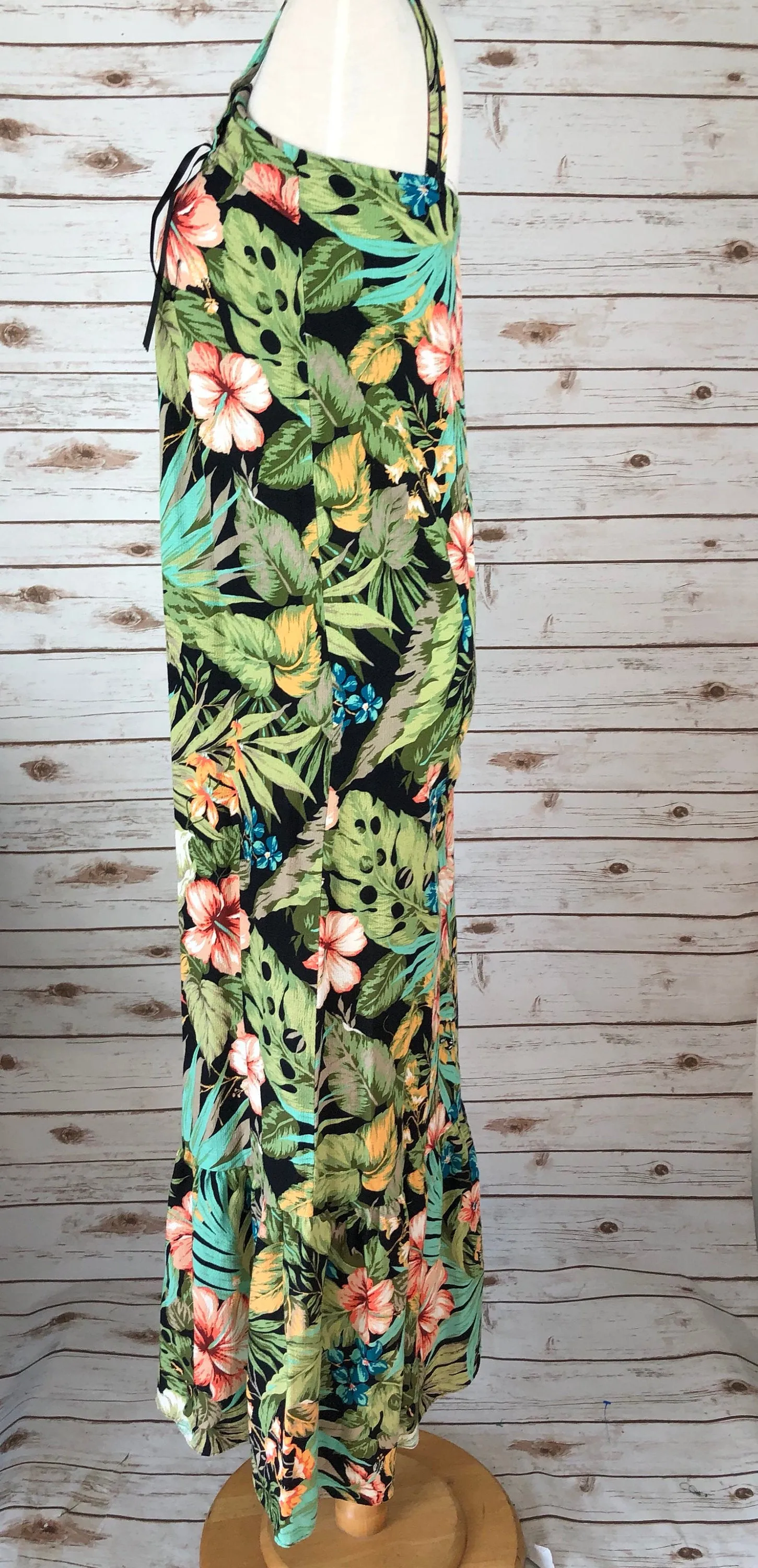 Hawaiian Print Vintage Dress Maxi Floral Hawaii Mermaid Style Boho