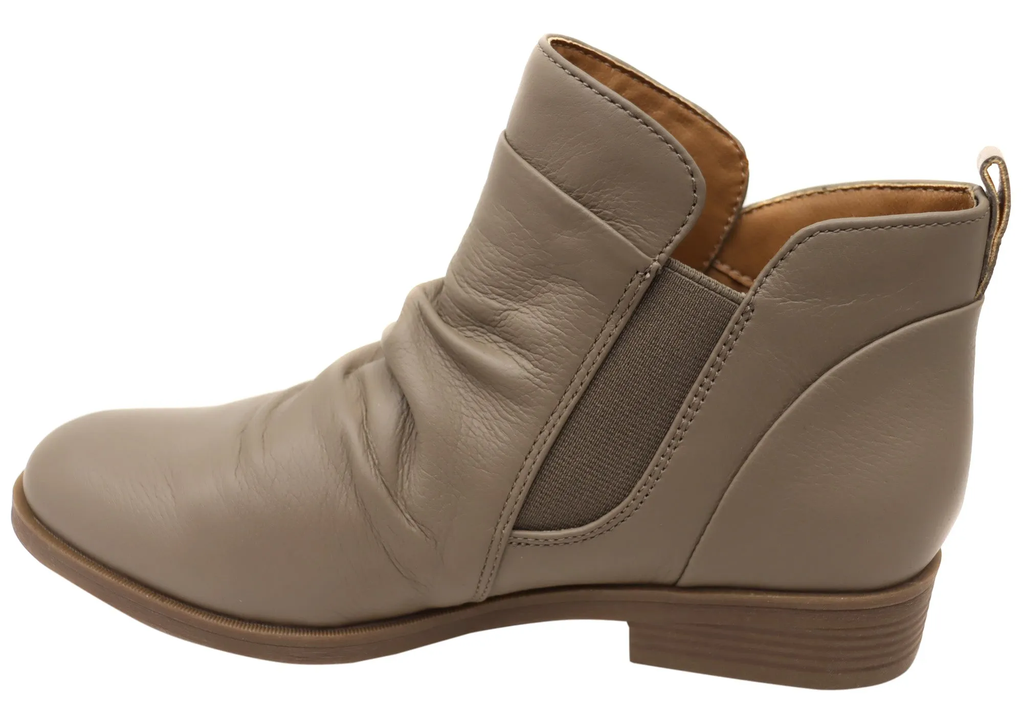 Hush Puppies Chalet Womens Comfortable Taupe Leather Ankle Boots