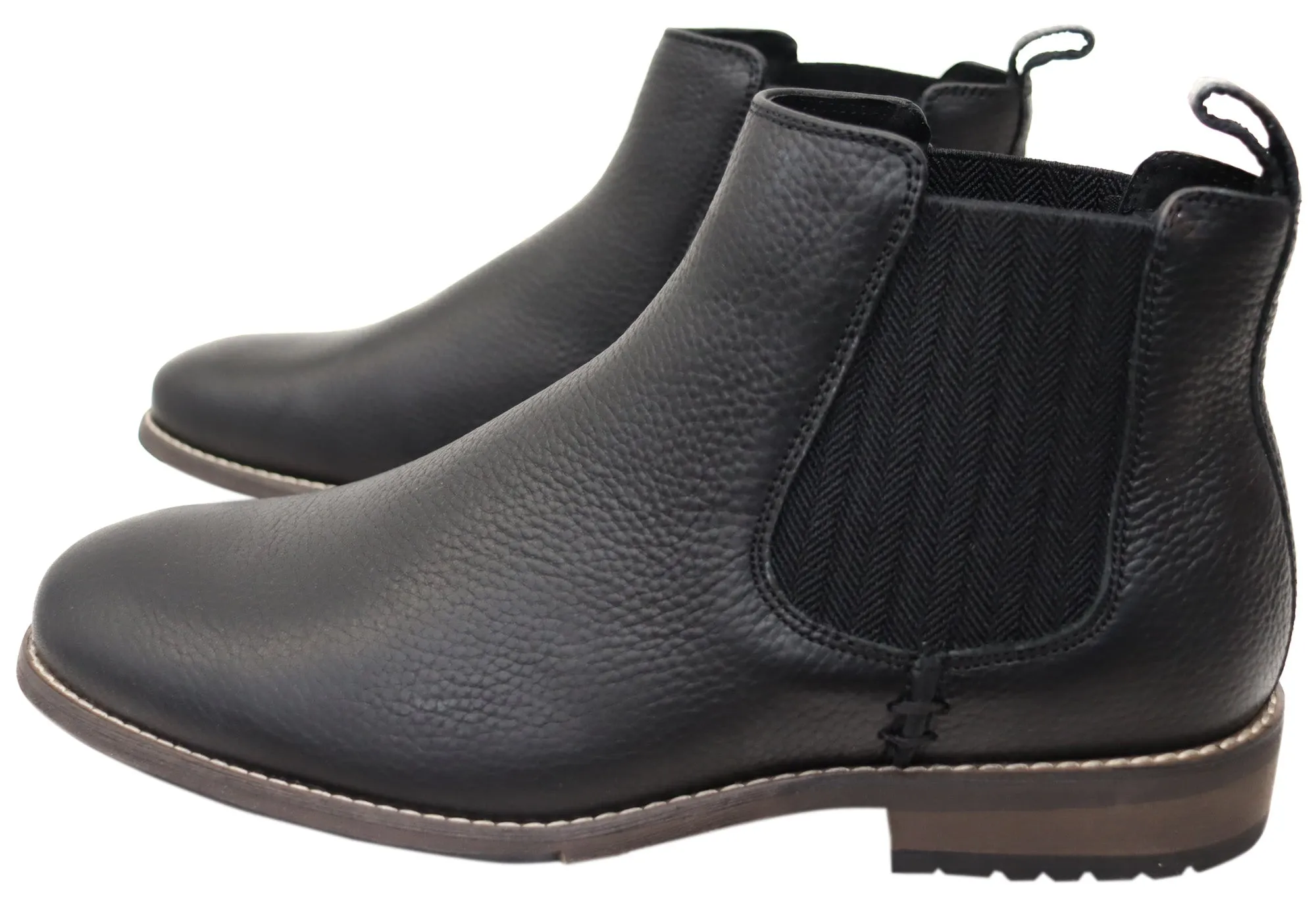 Hush Puppies Fin Mens Comfortable Wide Width Leather Chelsea Boots