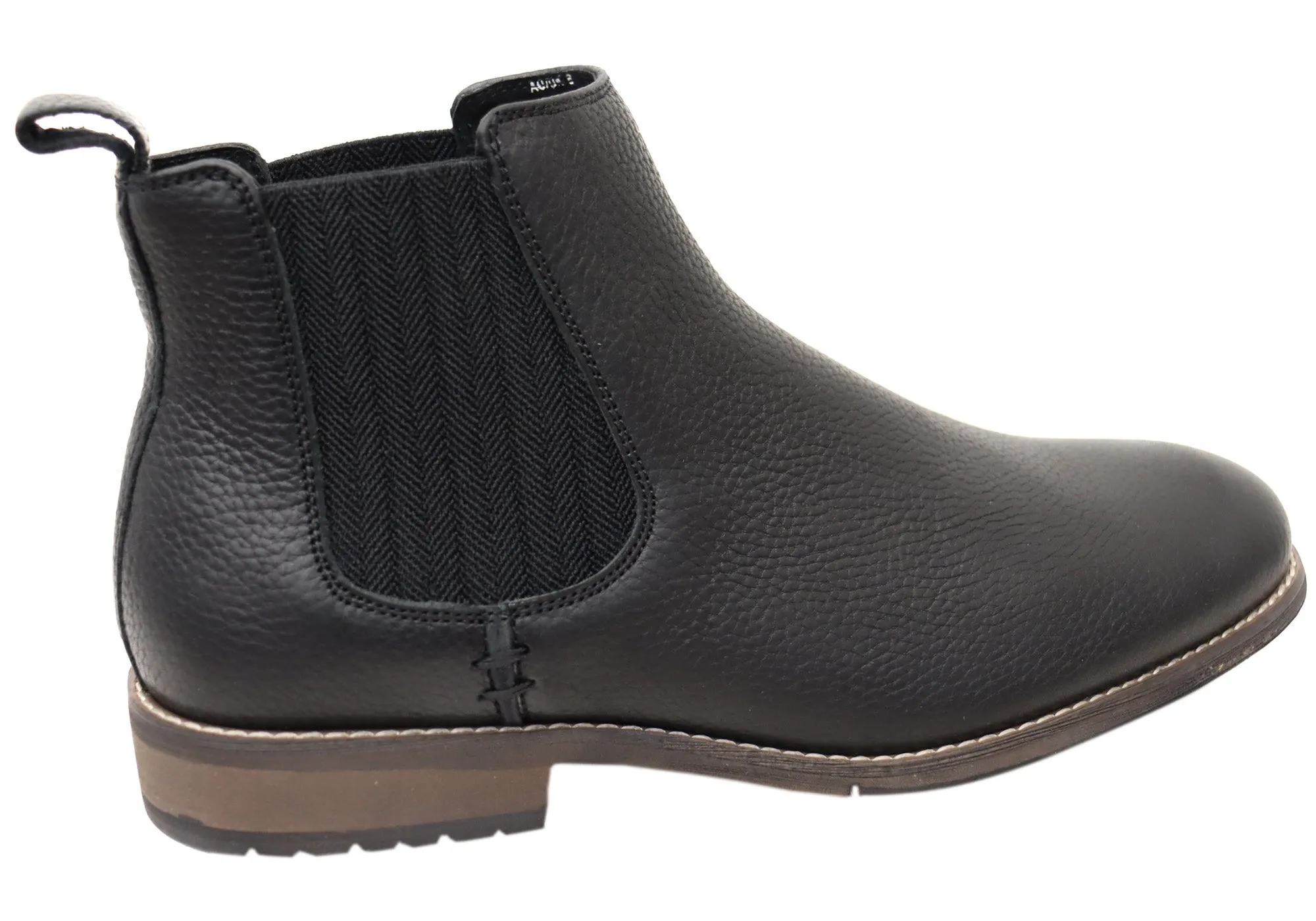 Hush Puppies Fin Mens Comfortable Wide Width Leather Chelsea Boots