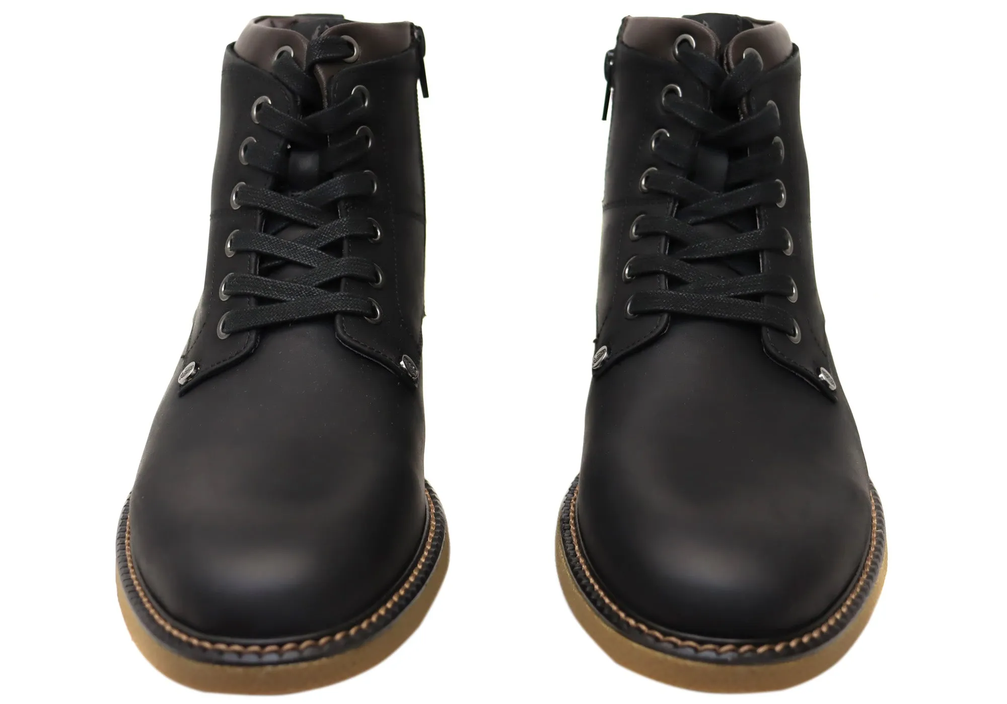 Hush Puppies Montreal Mens Wide Width Leather Lace Up Boots