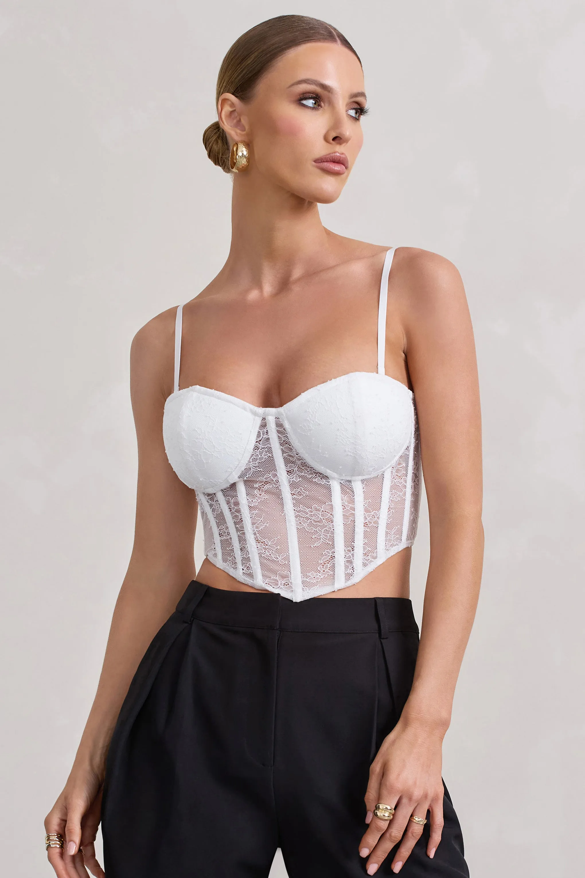 Imagination | White Lace Structured Corset Top