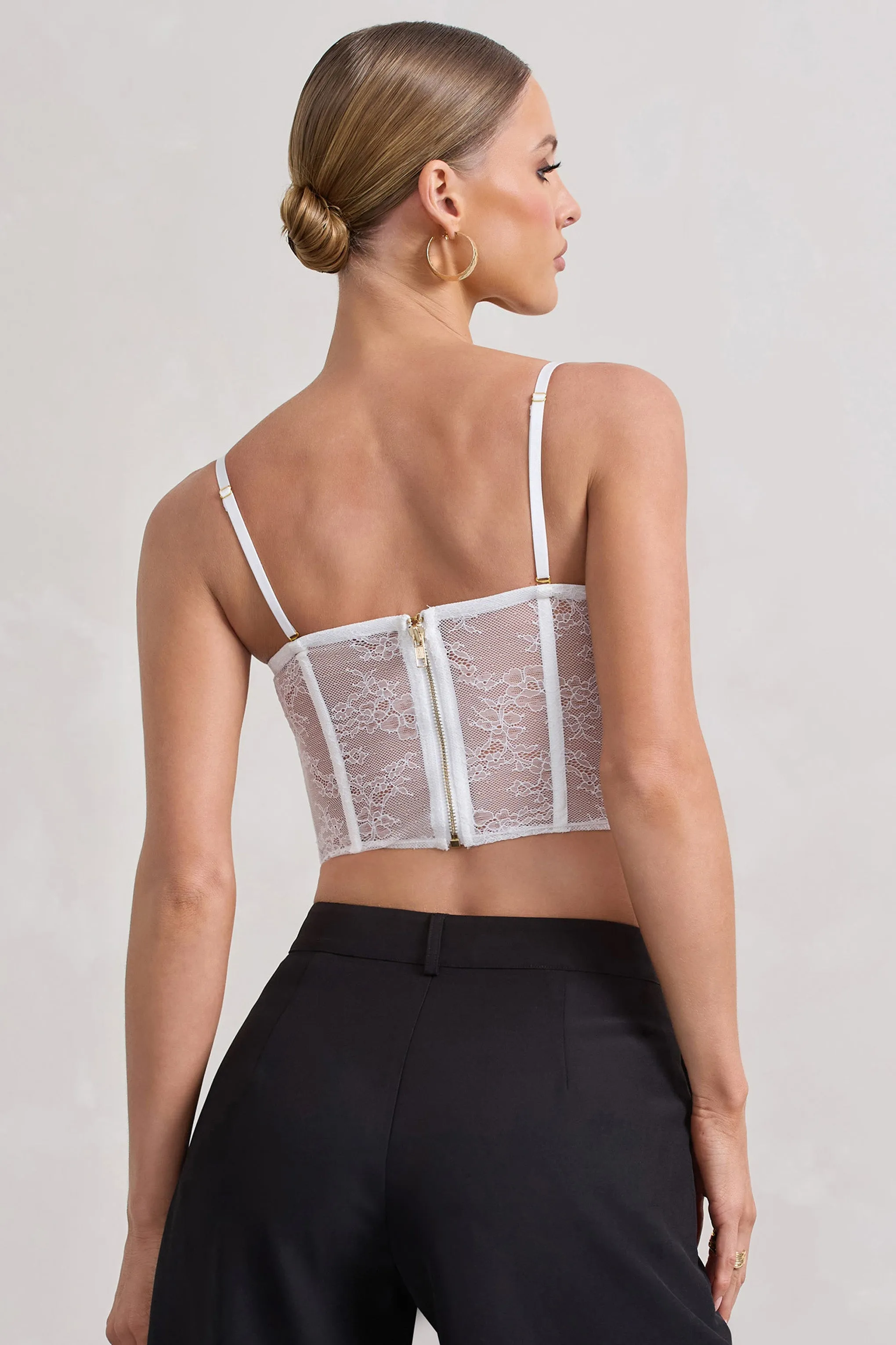 Imagination | White Lace Structured Corset Top