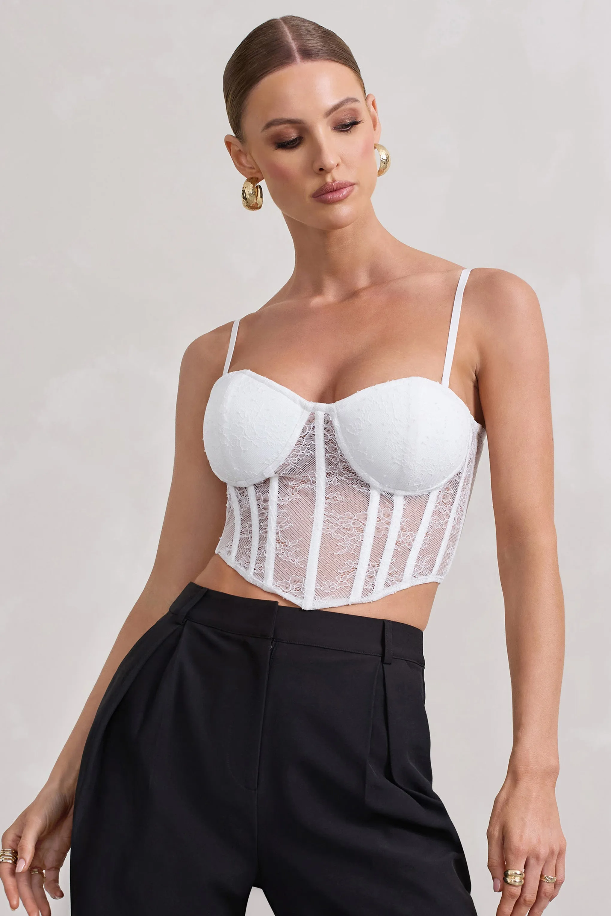 Imagination | White Lace Structured Corset Top