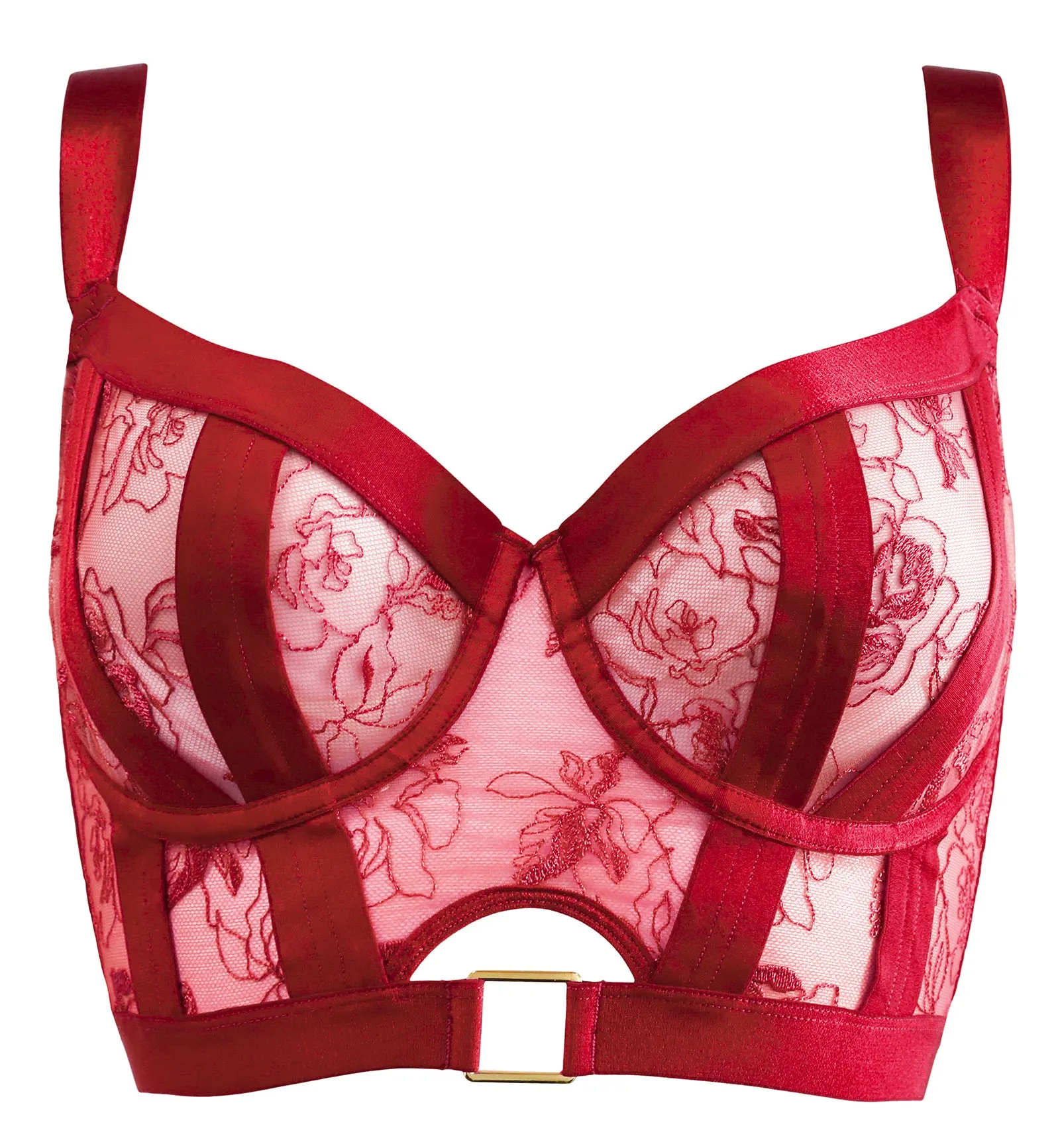 India Embroidery Underwire Bustier - Red