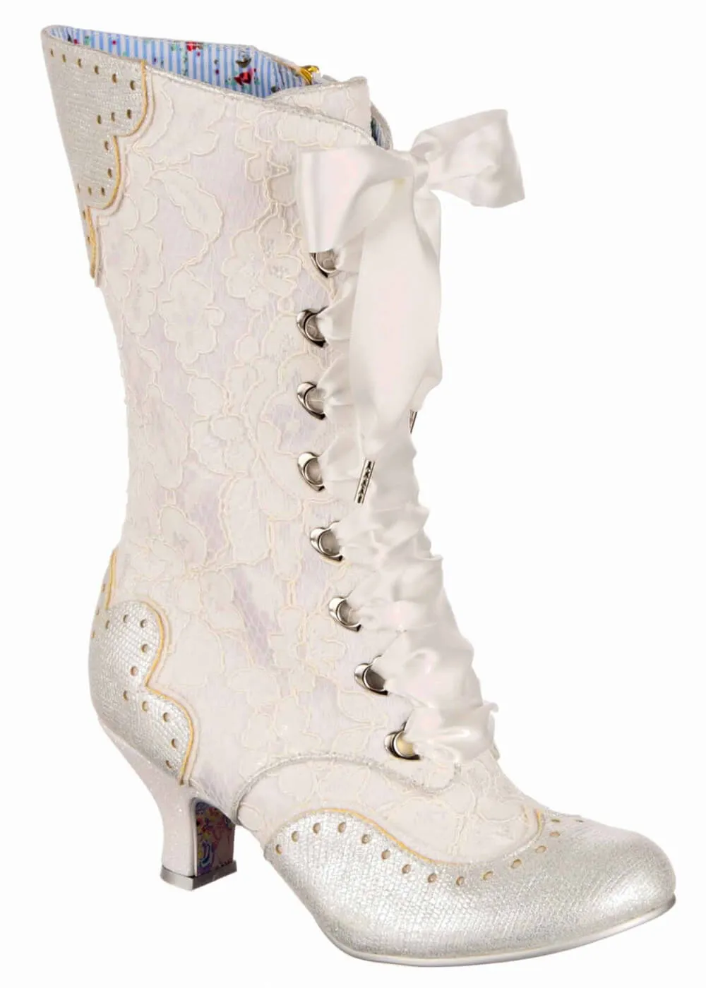 Irregular Choice White Boots with Chimney Smoke Effect - 40's Style