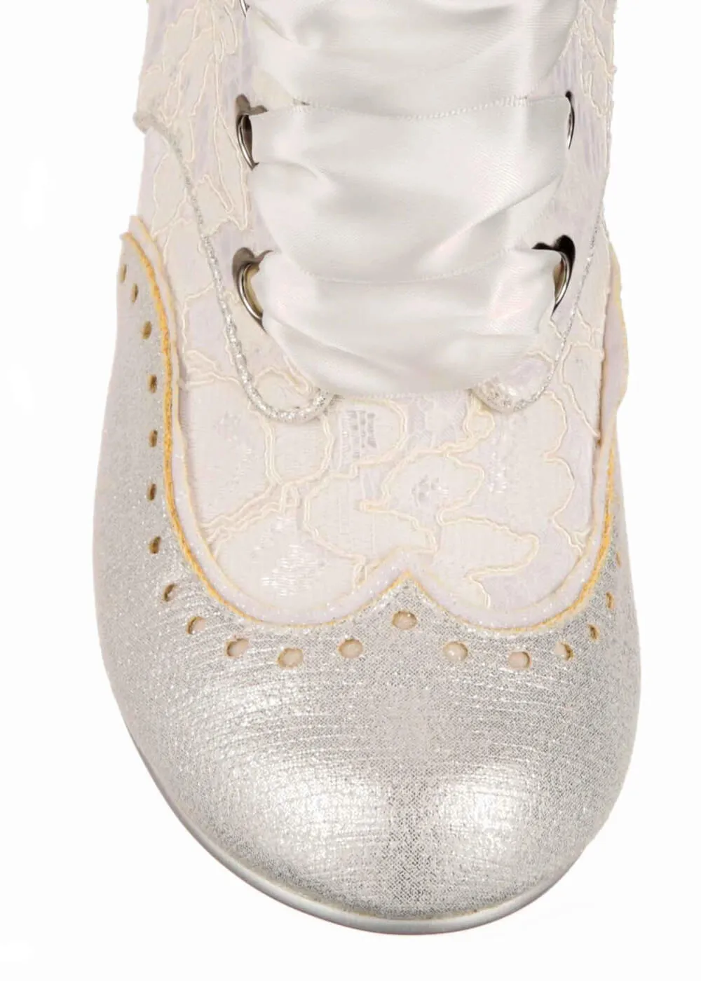 Irregular Choice White Boots with Chimney Smoke Effect - 40's Style