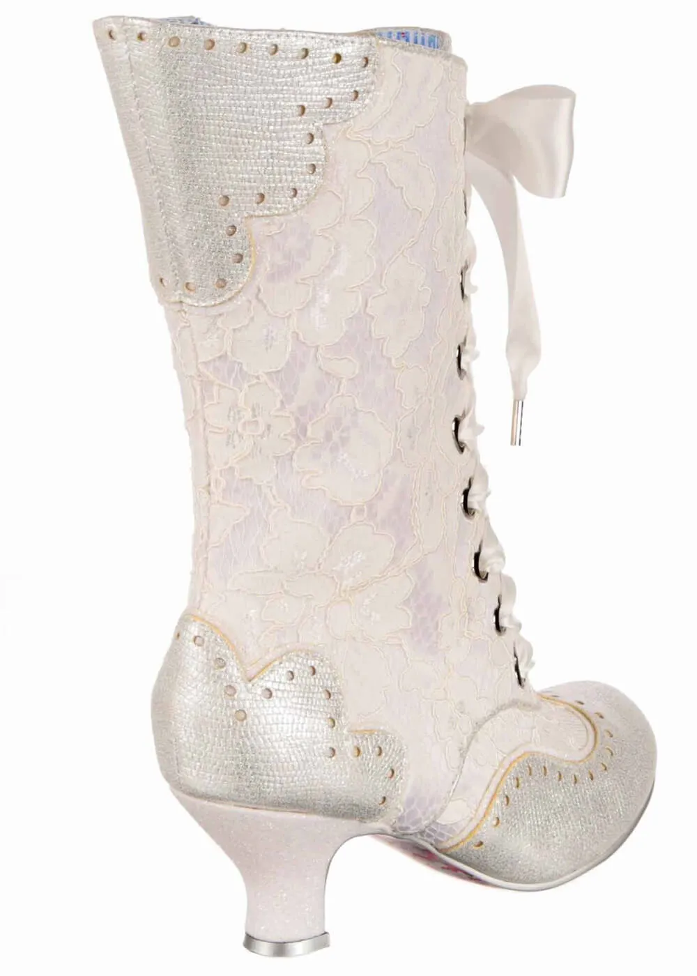 Irregular Choice White Boots with Chimney Smoke Effect - 40's Style