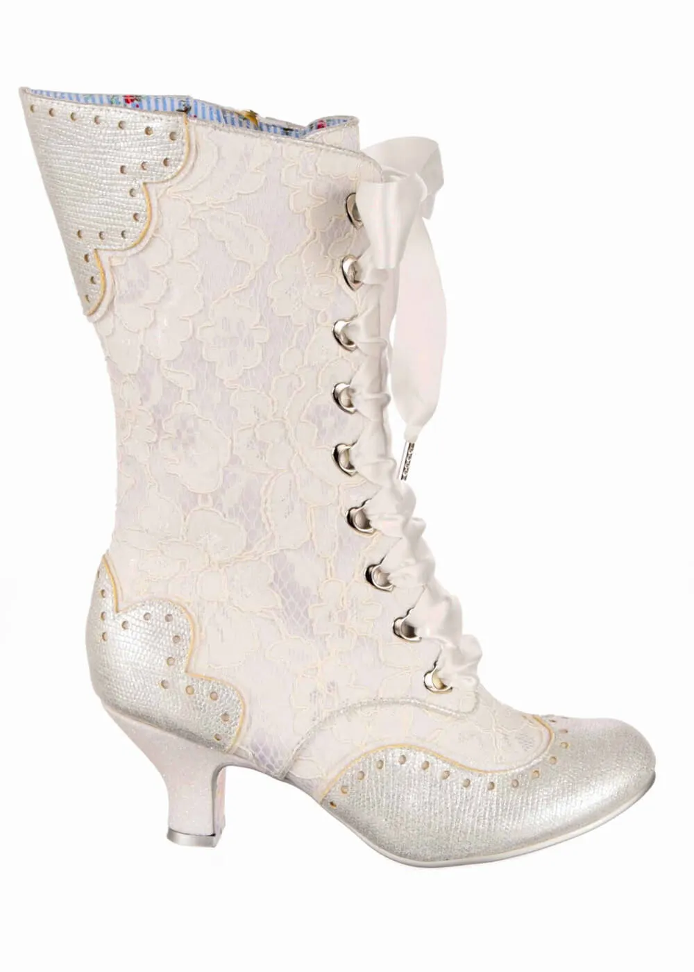 Irregular Choice White Boots with Chimney Smoke Effect - 40's Style