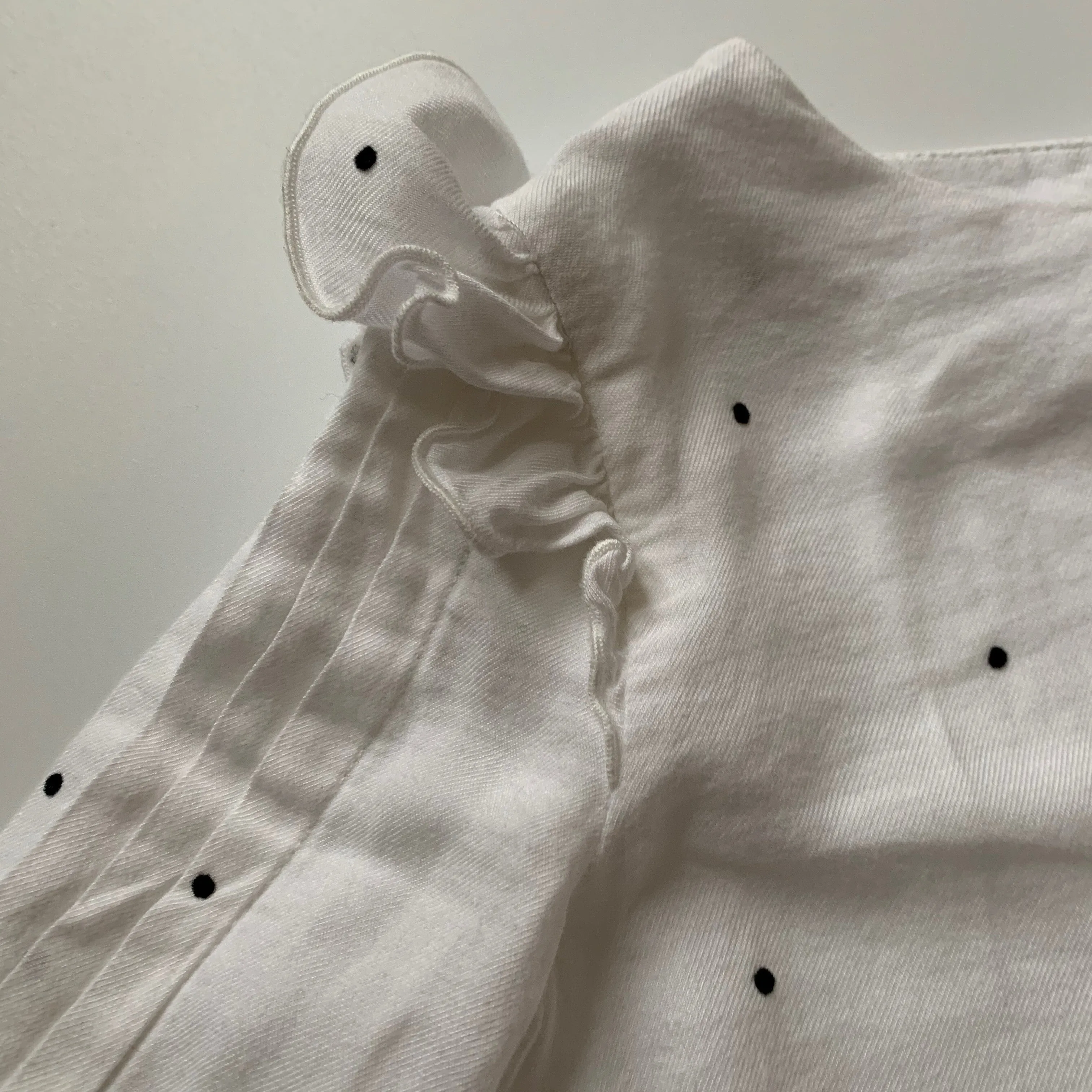 Jacadi Blouse: White Polka Dot, Size 3 Years.