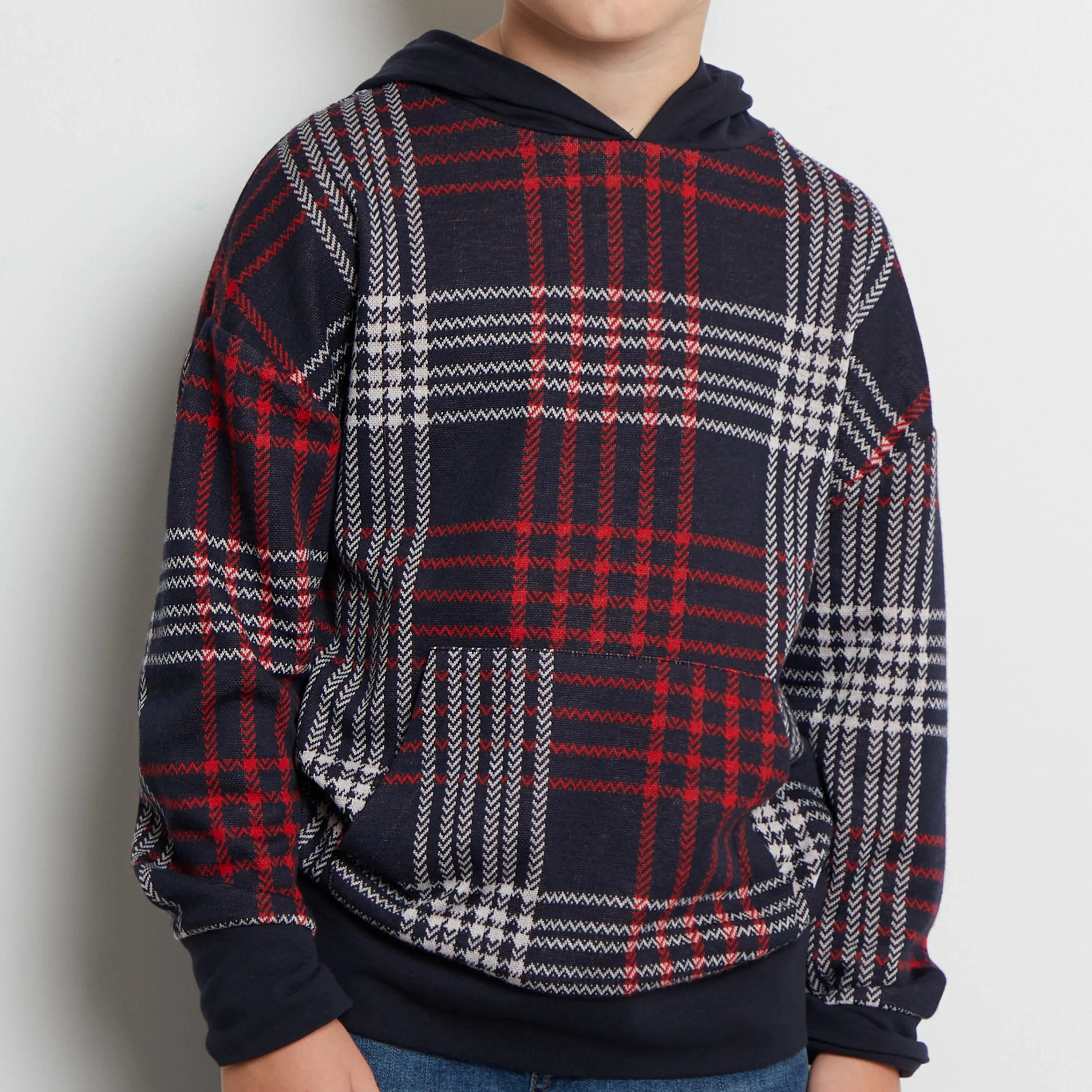 Jacquard Plaid Hoodie