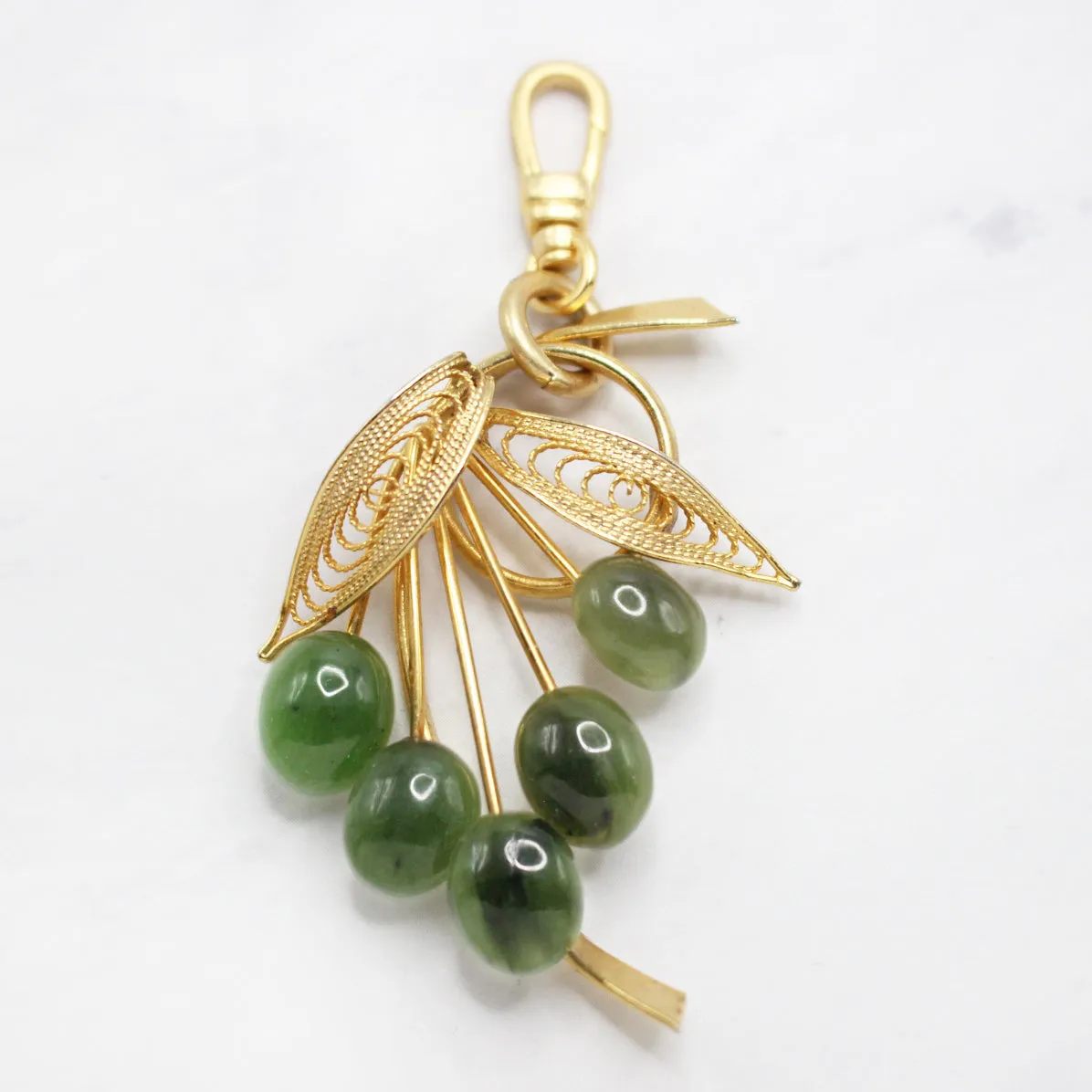 Jade Gold Grape Charm - Filigree Design | Aplenty Grapes