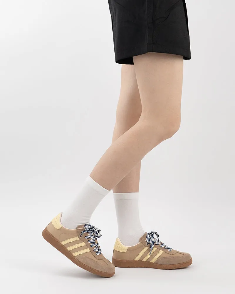 Khaki Suede Flat Sneakers