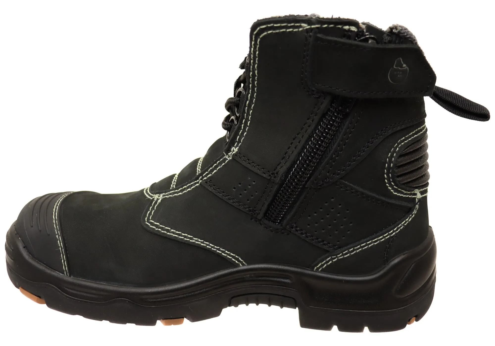 KingGee Mens Bennu Pro 6 Comfortable Leather Work Boots Black