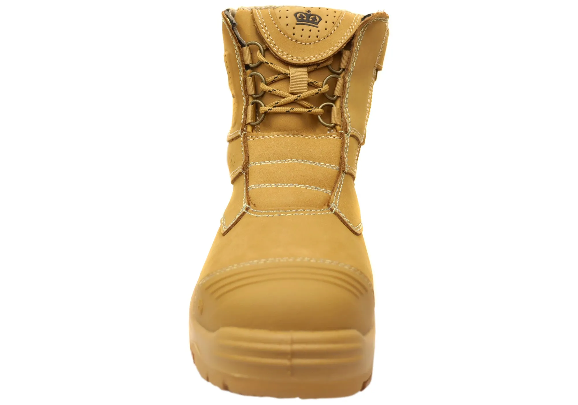 KingGee Mens Bennu Pro 6 Comfortable Leather Work Boots Wheat