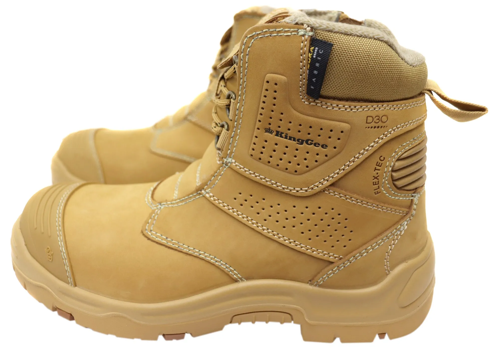 KingGee Mens Bennu Pro 6 Comfortable Leather Work Boots Wheat