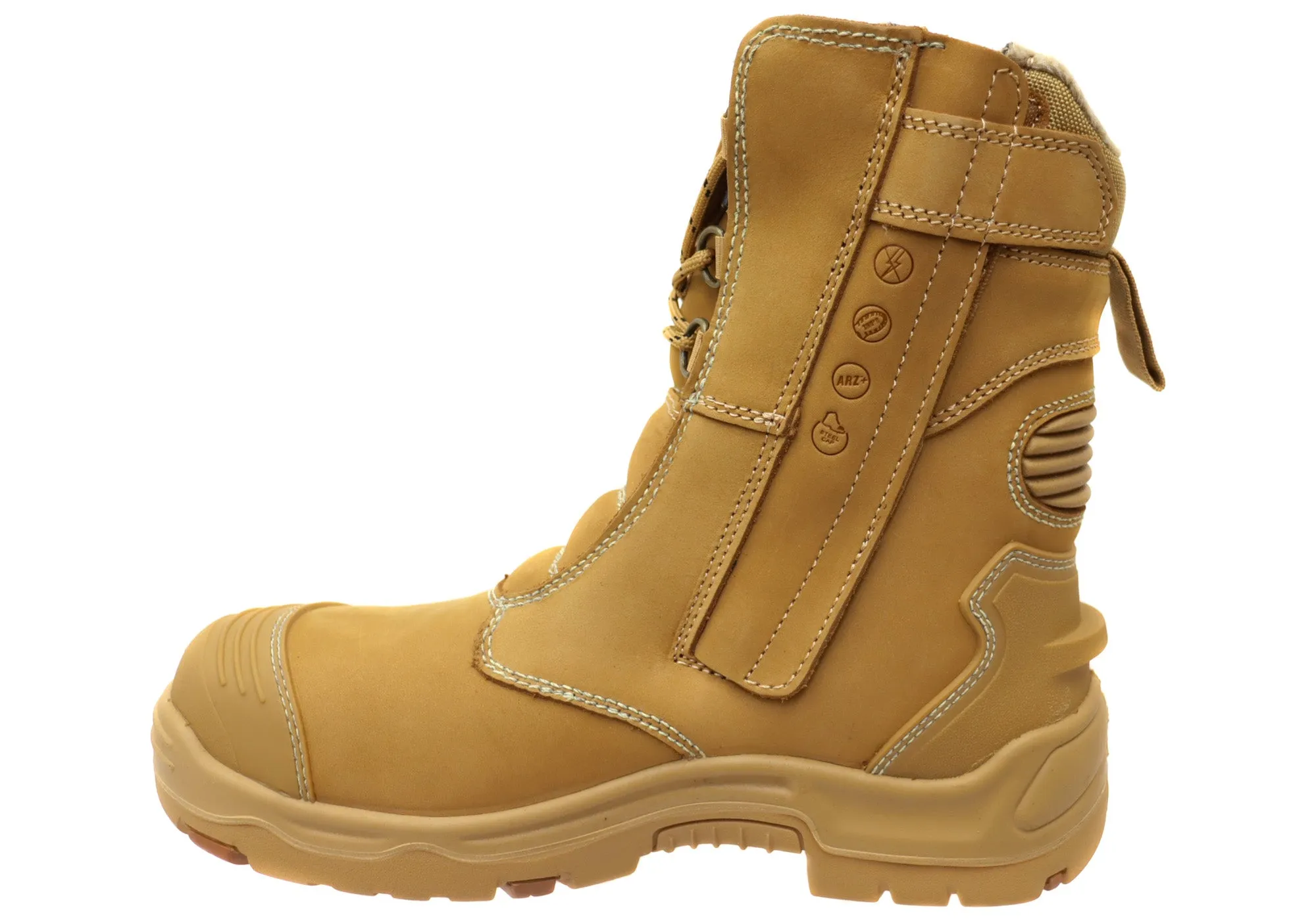 KingGee Mens Bennu Pro 9 Comfortable Leather Work Boots Wheat