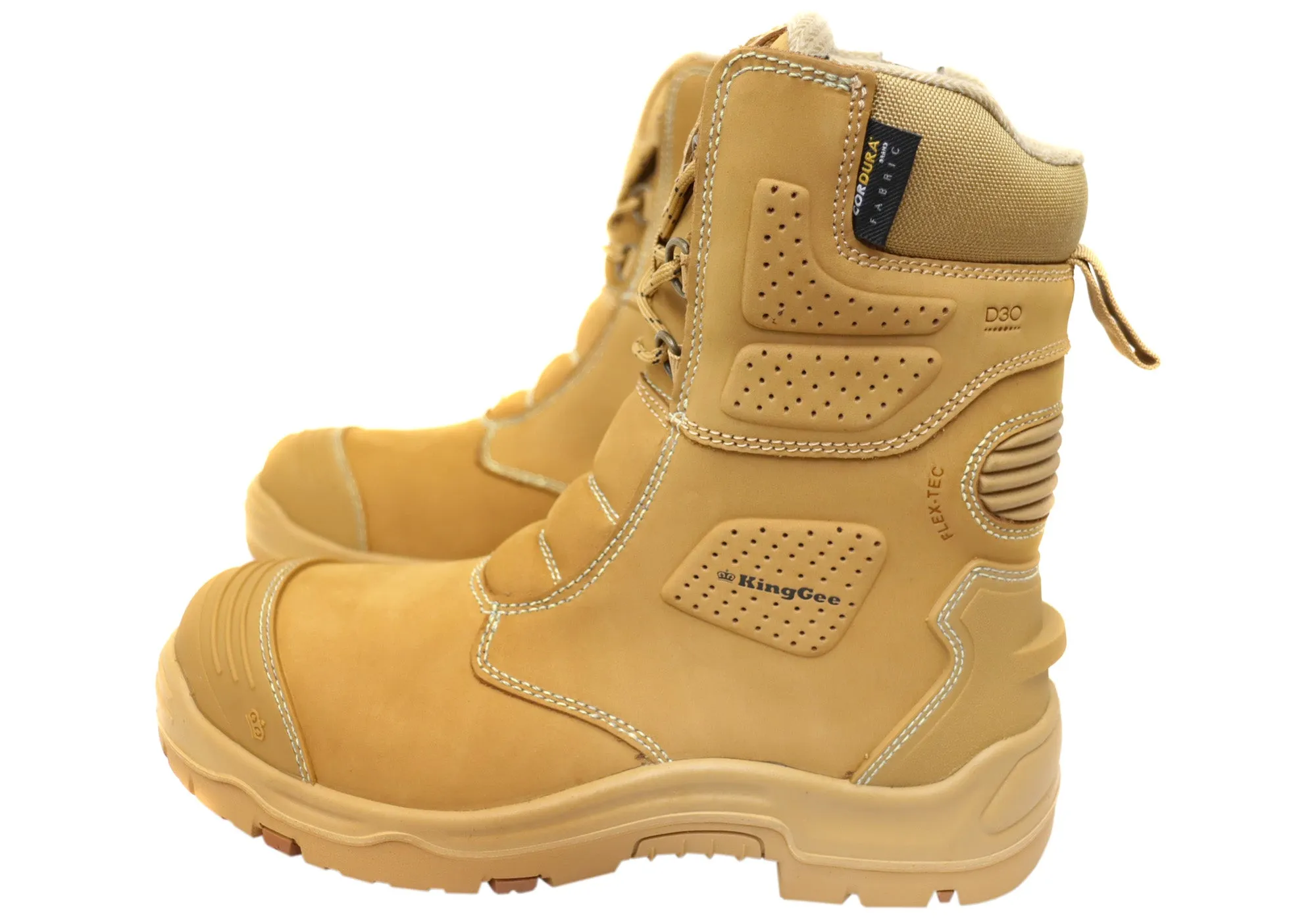 KingGee Mens Bennu Pro 9 Comfortable Leather Work Boots Wheat