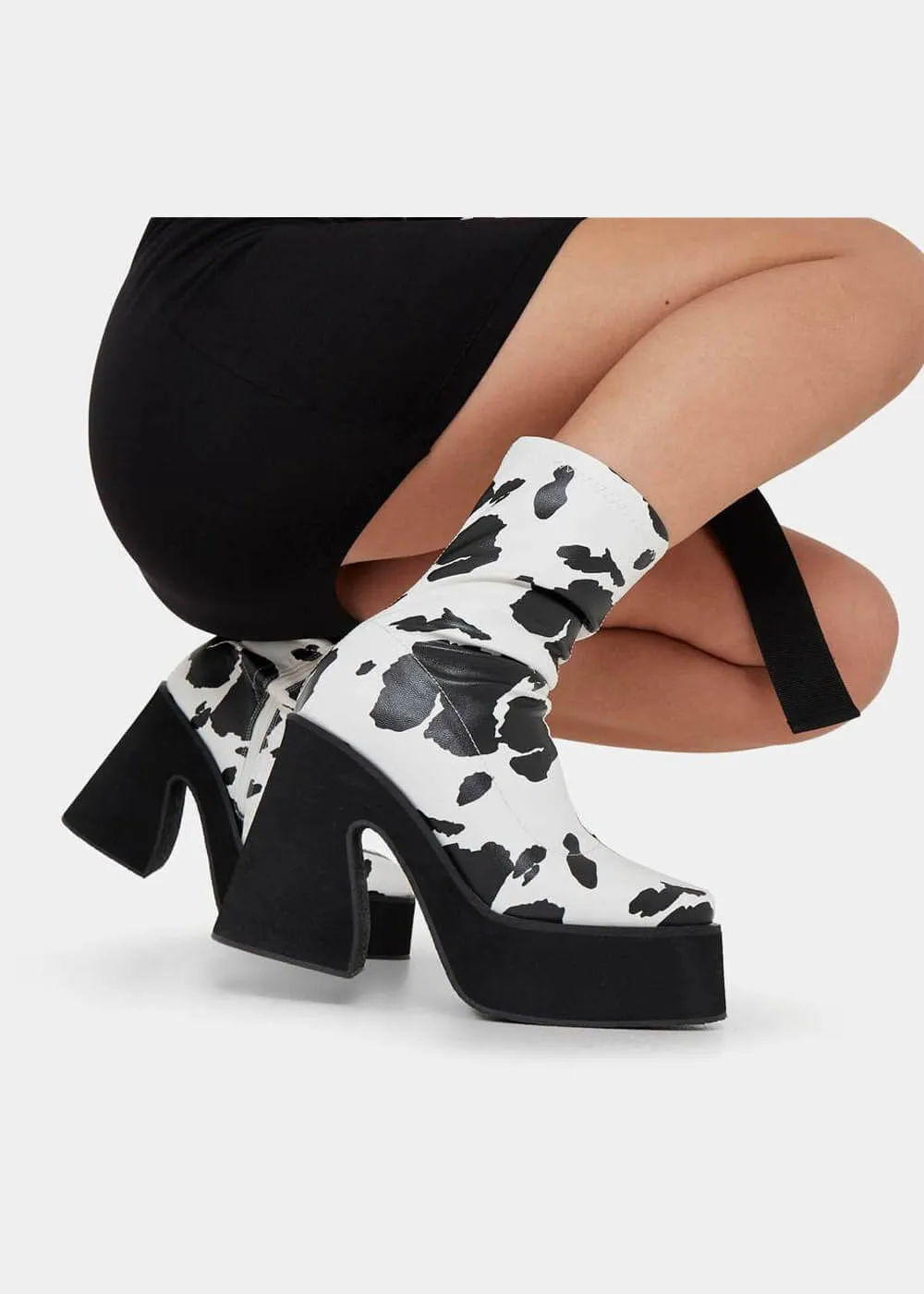 Koi Footwear 70's Platform Boots White Black