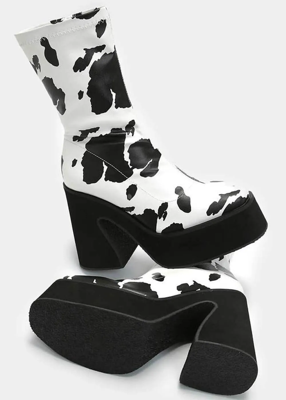 Koi Footwear 70's Platform Boots White Black