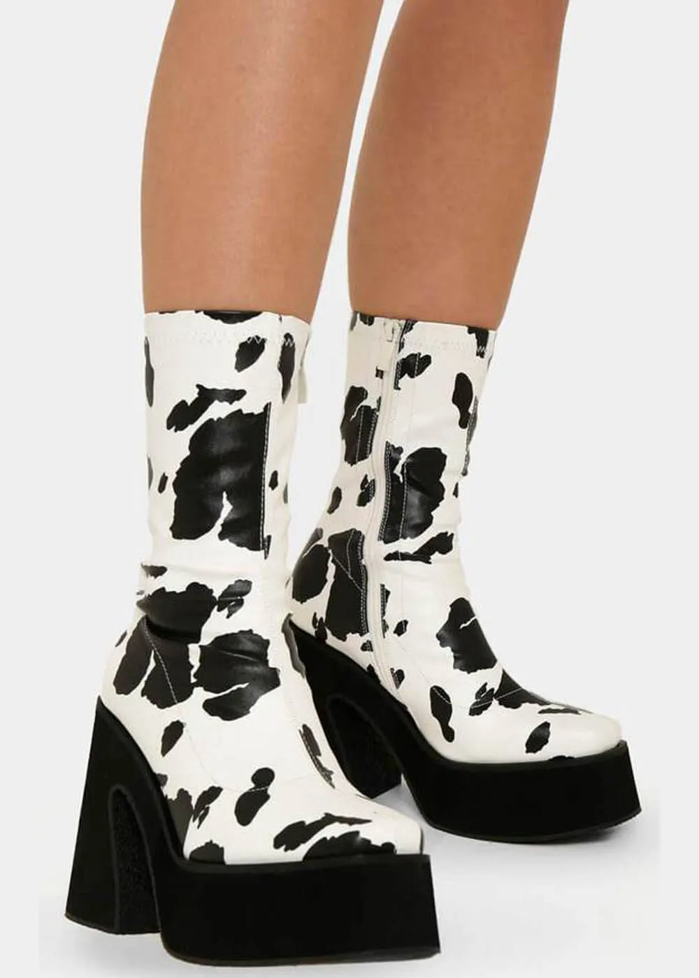 Koi Footwear 70's Platform Boots White Black