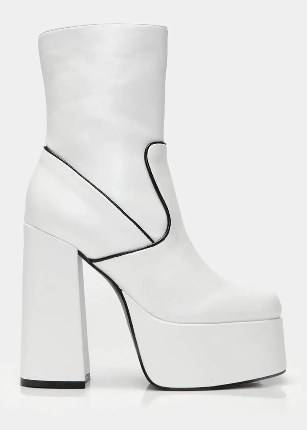 Koi Footwear White 60's Platform Boots Bahari