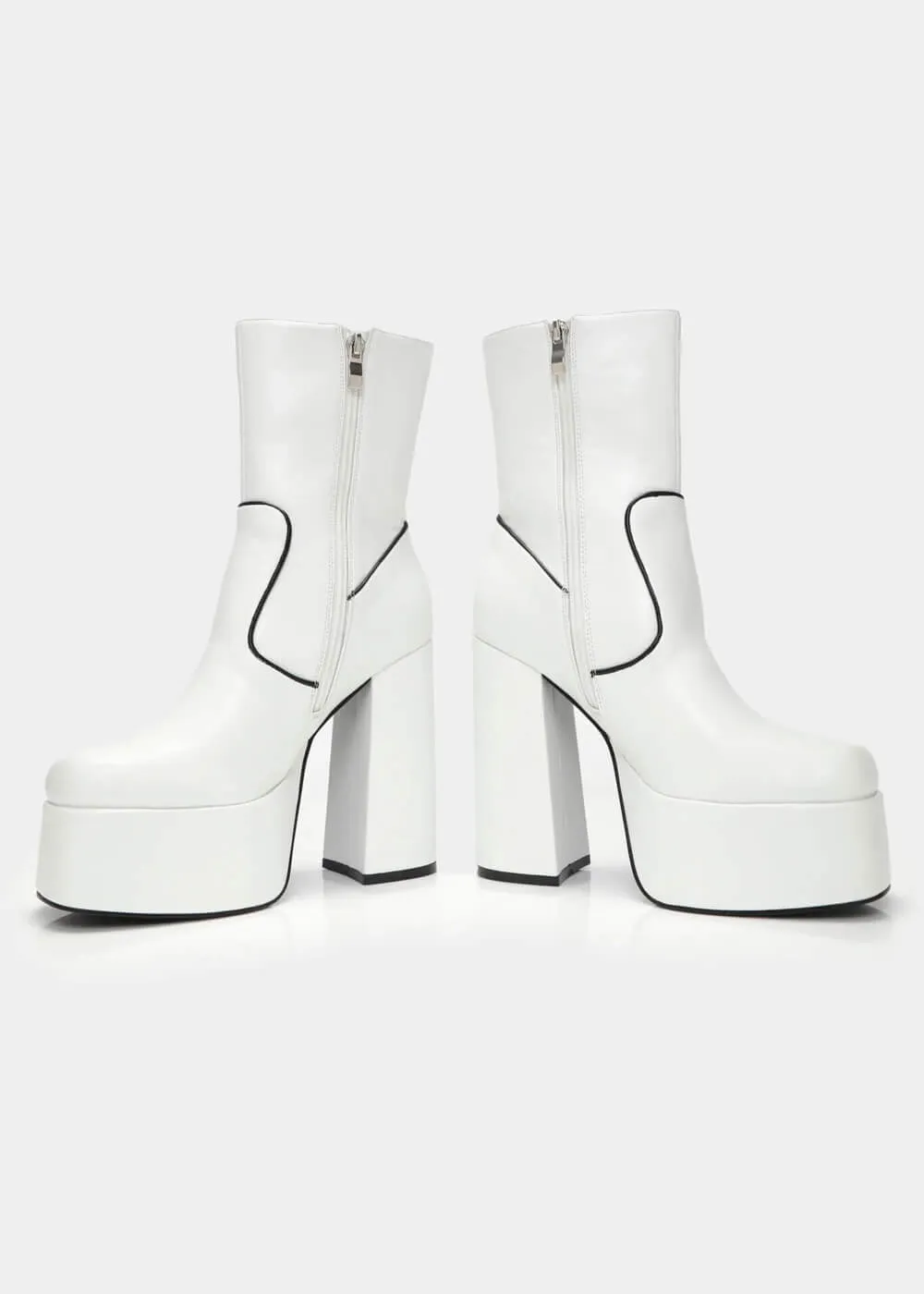 Koi Footwear White 60's Platform Boots Bahari