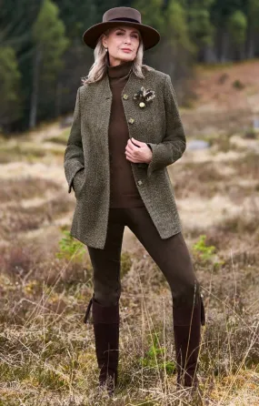 Ladies Donegal Tweed Covered Placket Coat