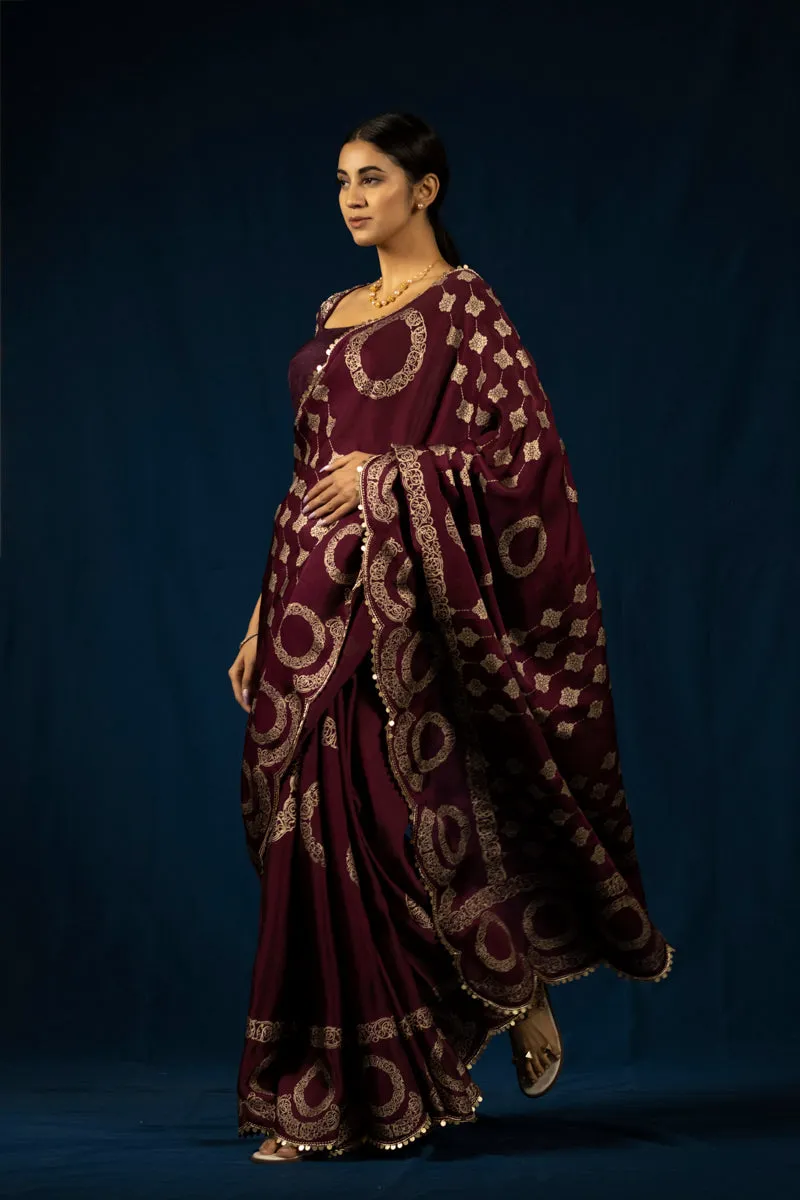 Laya Saree Wine