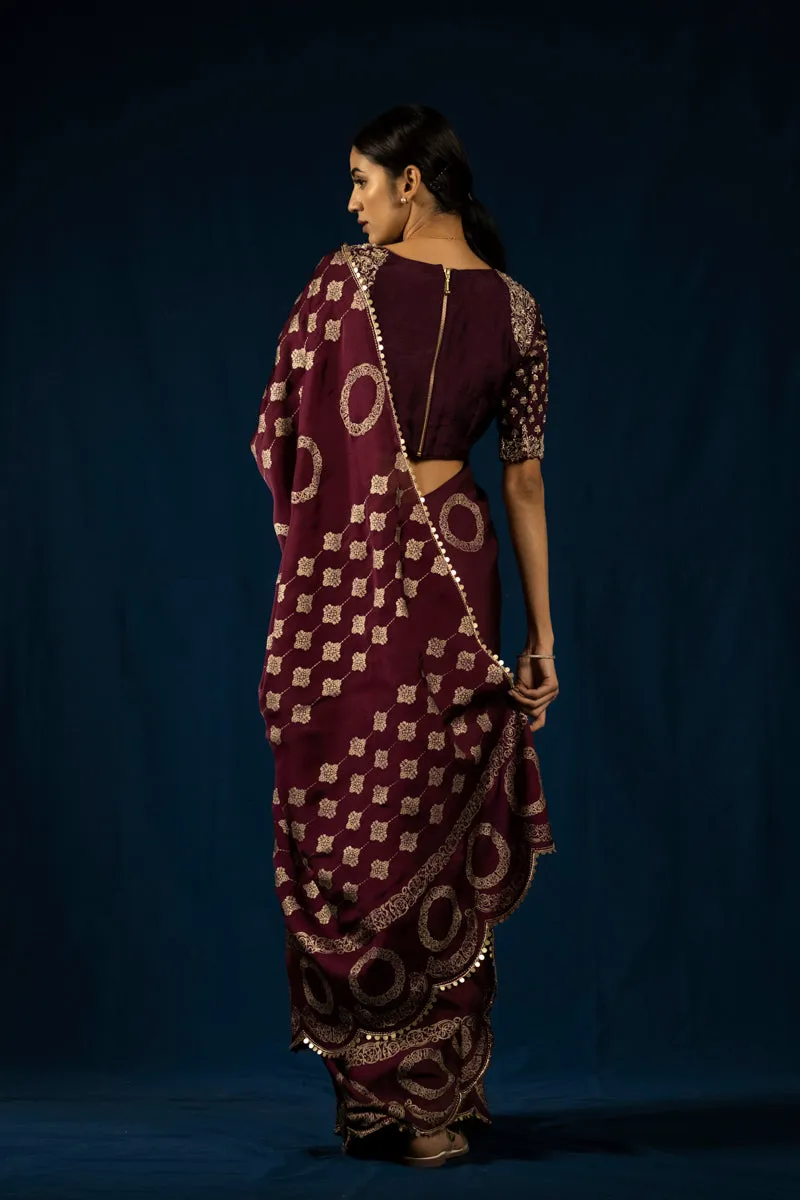 Laya Saree Wine