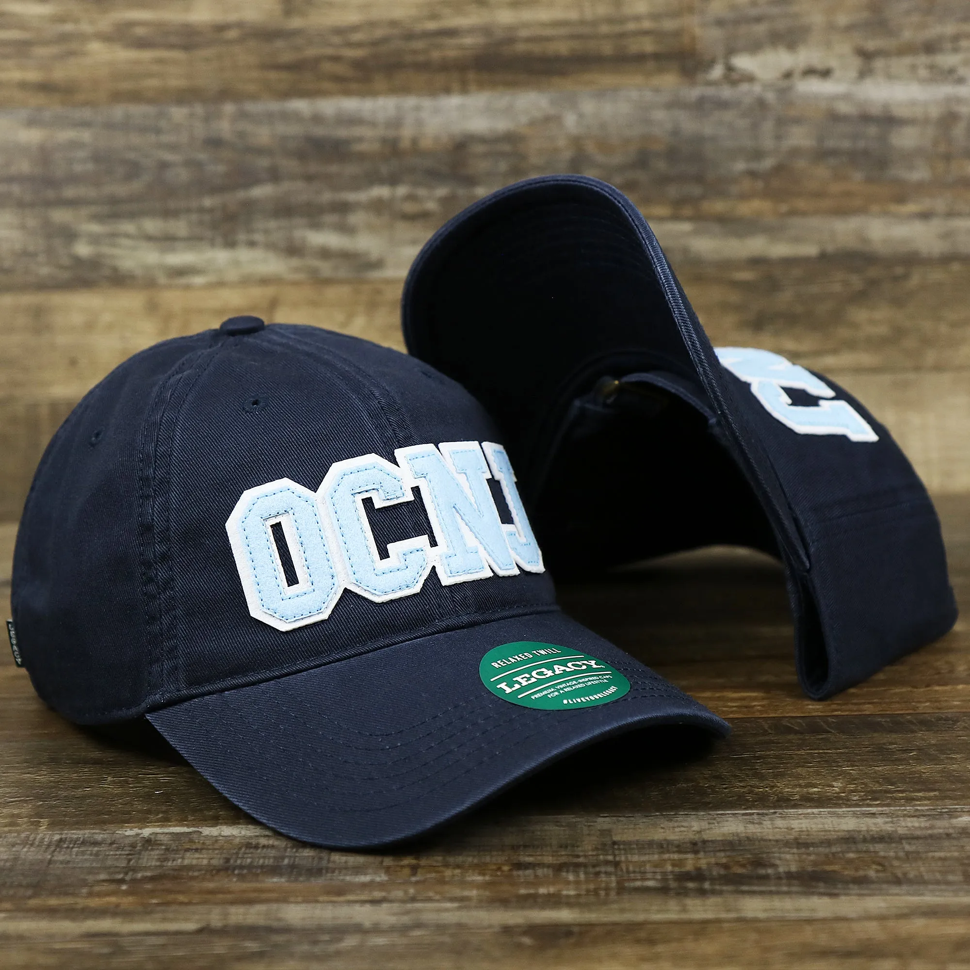 Light Blue OCNJ Wordmark Dad Hat | Navy Blue Dad Hat