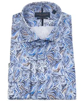 London Guide - White/Blue Painted Pattern Shirt