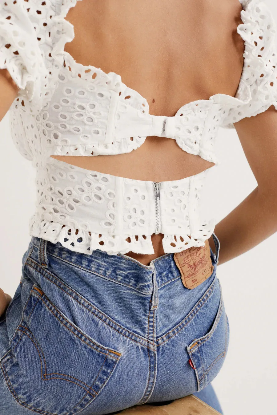 Love and Lemons Becca Eyelet Crop Top