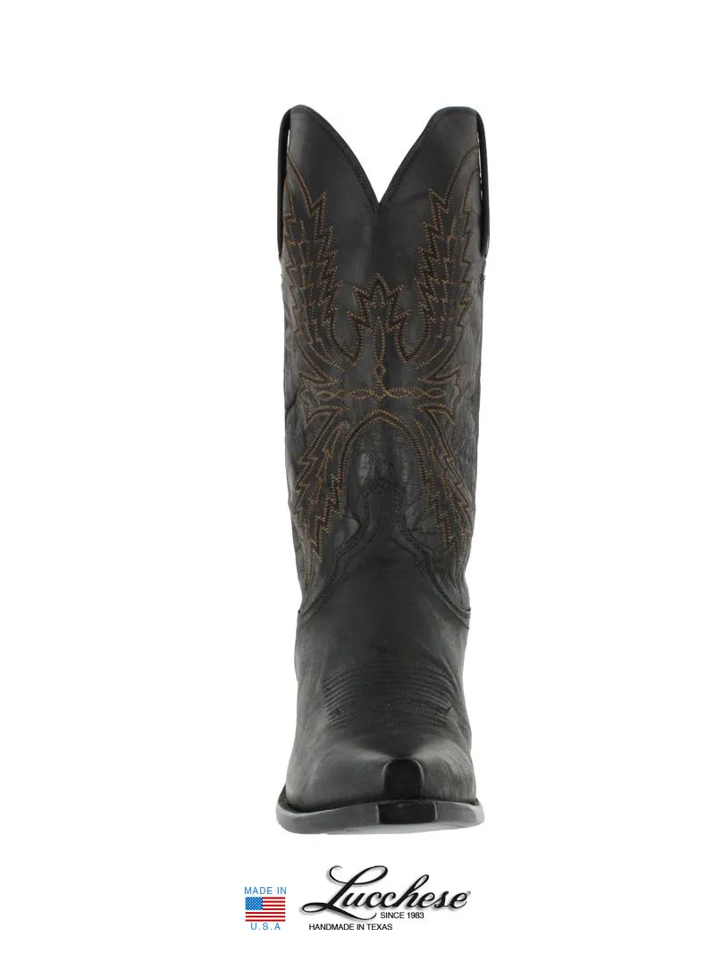 Lucchese N1560.54 Mens Crayton Mad Dog Goat Boots Black Burnished -D