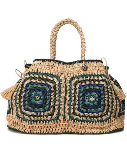 Ma.Clau Karo Geometric Raffia Tote Bag | Jules B