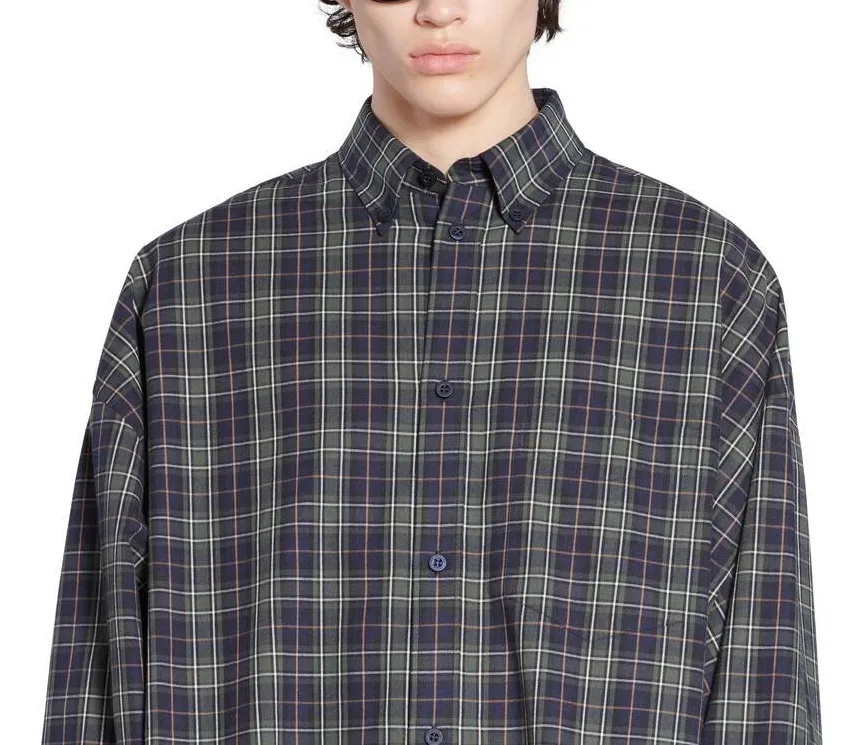 Men's Balenciaga Shirt Oversized Dark Blue