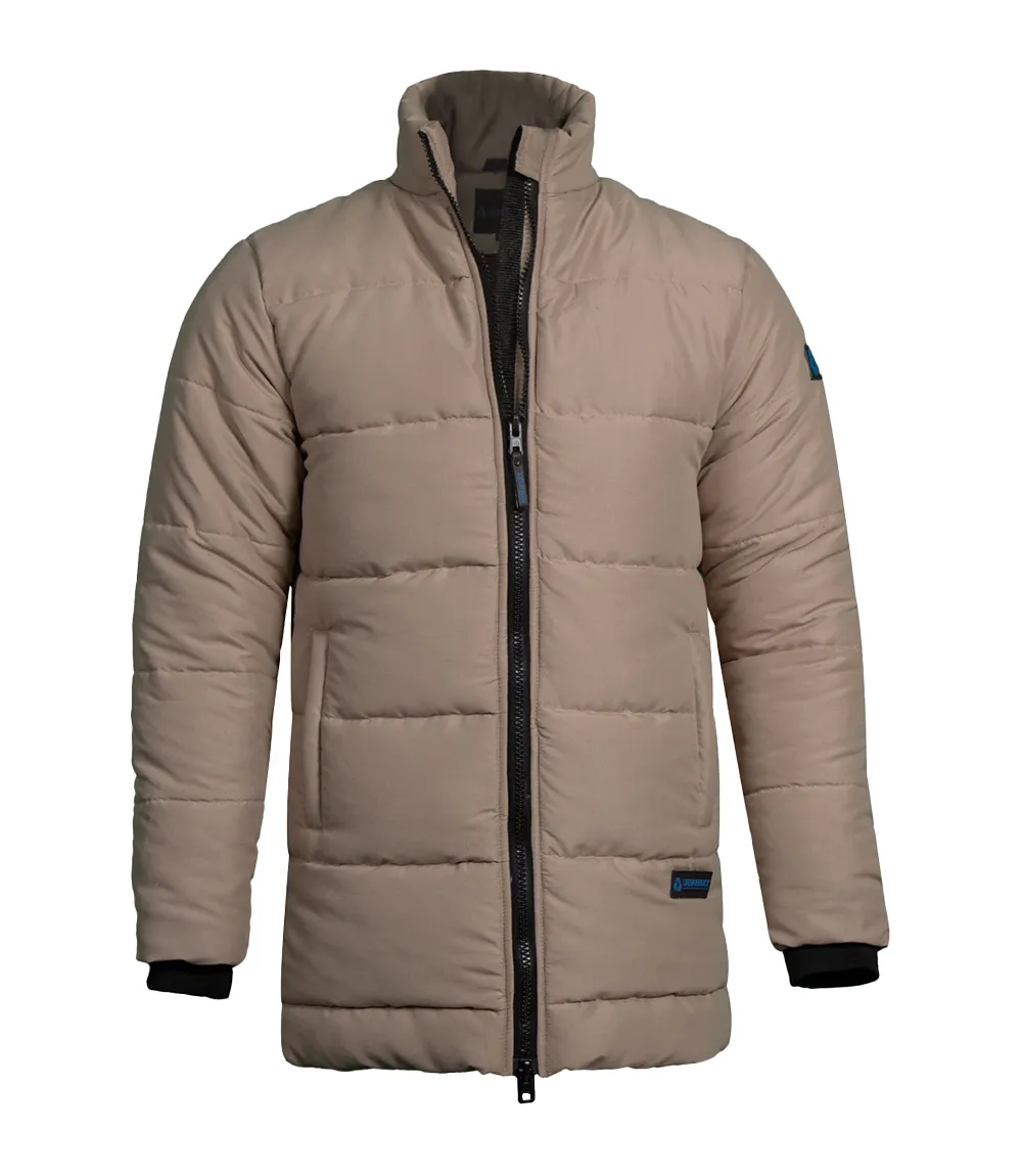 Mens Beige 3/4 Length Puffer Jacket