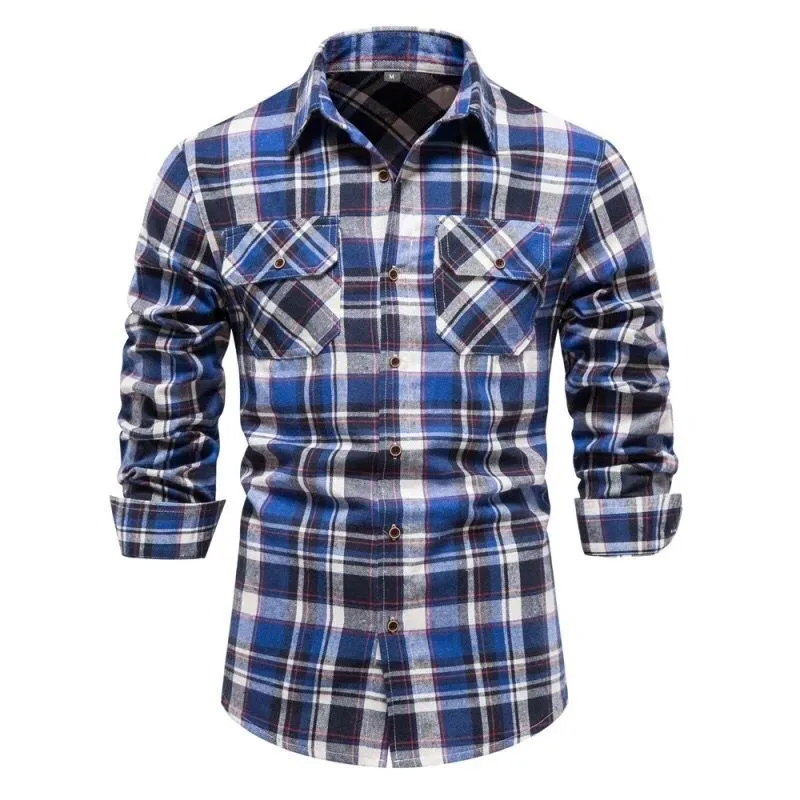 Men's Blue Check Shirt - Full Sleeve (X4658268)