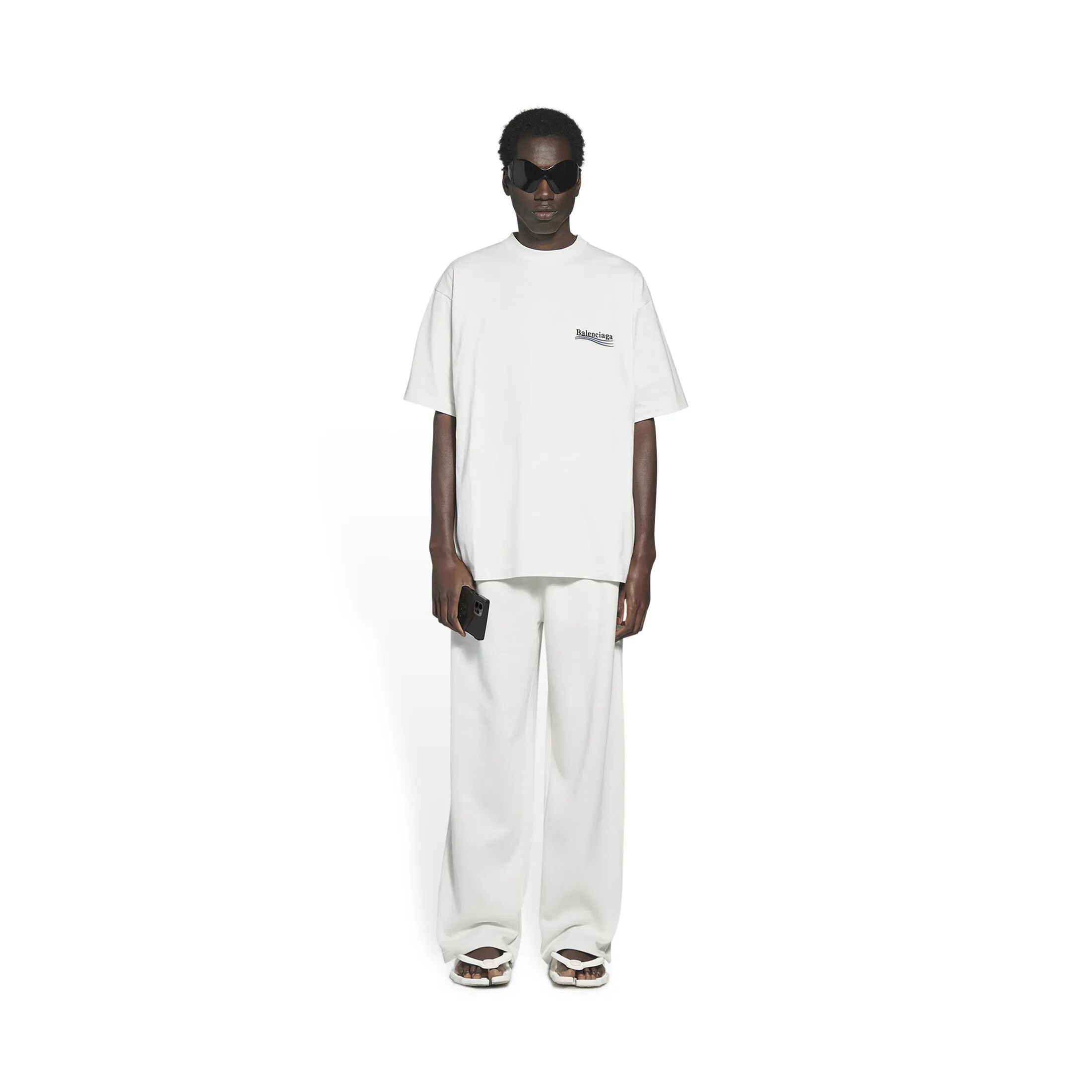 Men's white political campaign t-shirt from Balenciaga in large fit