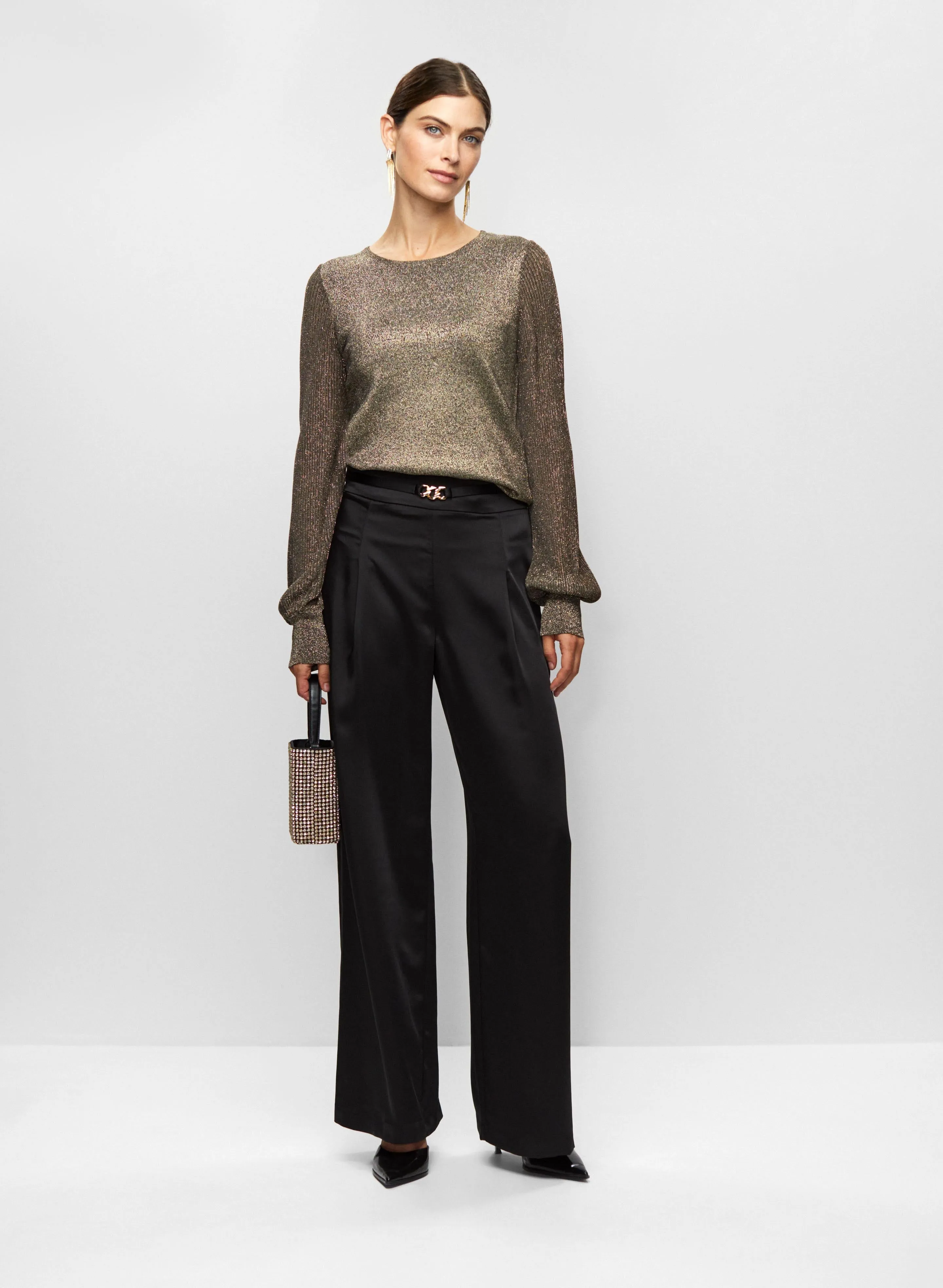 Metallic Sweater & Wide Leg Pants