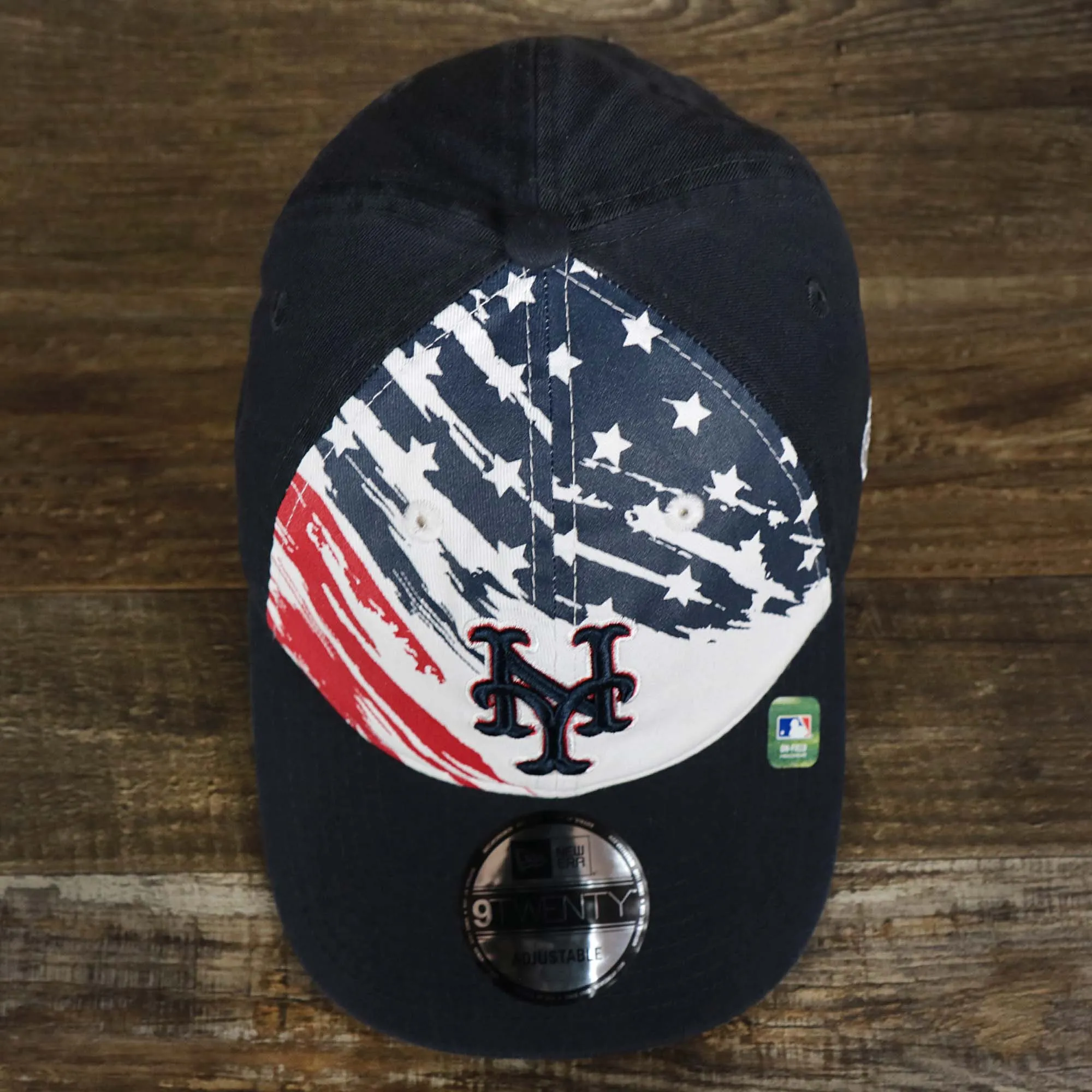 Mets 2022 4th of July Dad Hat | Navy - Stars and Stripes Design - 9Twenty