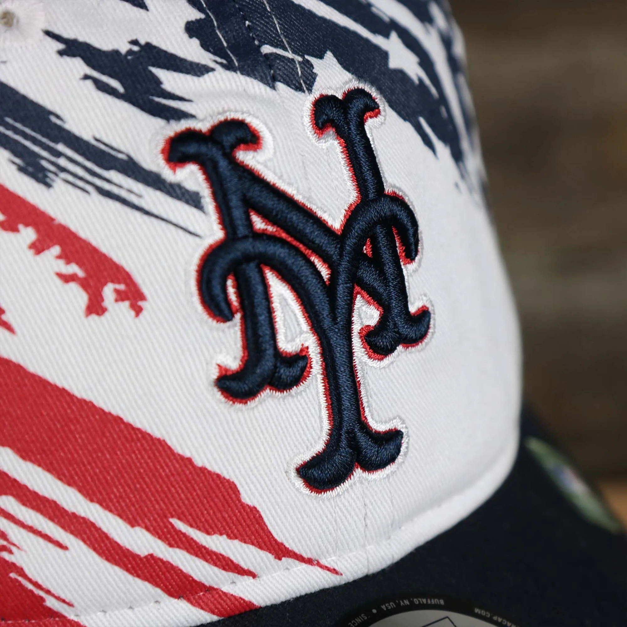 Mets 2022 4th of July Dad Hat | Navy - Stars and Stripes Design - 9Twenty